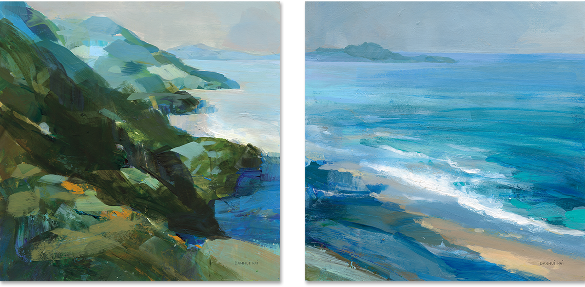 wall-art-print-canvas-poster-framed-Rocky Shoreline, Style A & B, Set Of 2 , By Danhui Nai-1