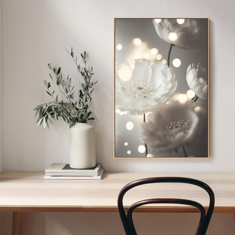 wall-art-print-canvas-poster-framed-Romantic White Flowers , By Treechild-GIOIA-WALL-ART