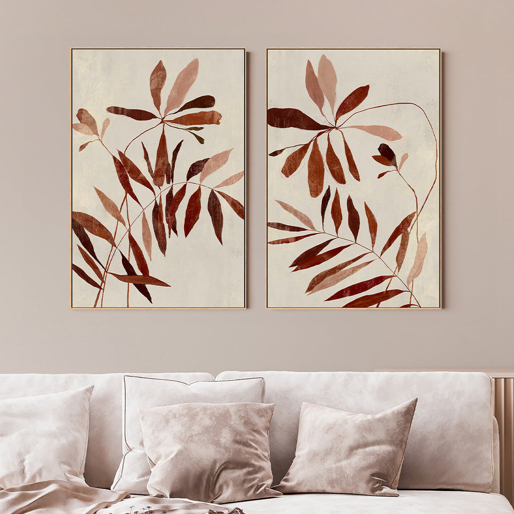 wall-art-print-canvas-poster-framed-Rust, Style A & B, Set Of 2 , By Aria K-2