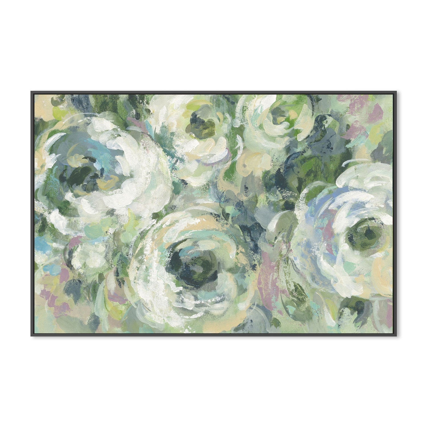 wall-art-print-canvas-poster-framed-Sage and Lavender Peonies Light-by-Silvia Vassileva-Gioia Wall Art
