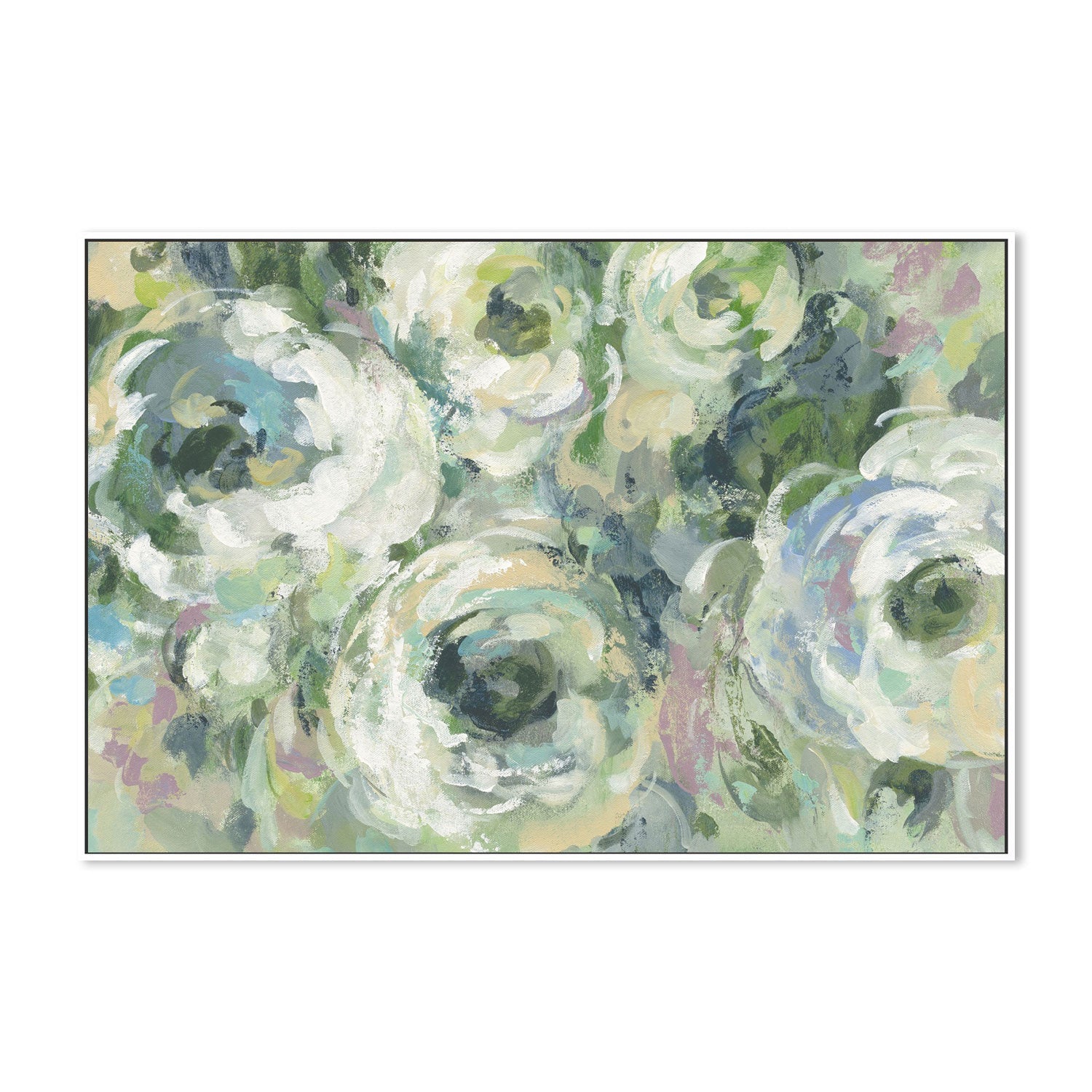 wall-art-print-canvas-poster-framed-Sage and Lavender Peonies Light-by-Silvia Vassileva-Gioia Wall Art