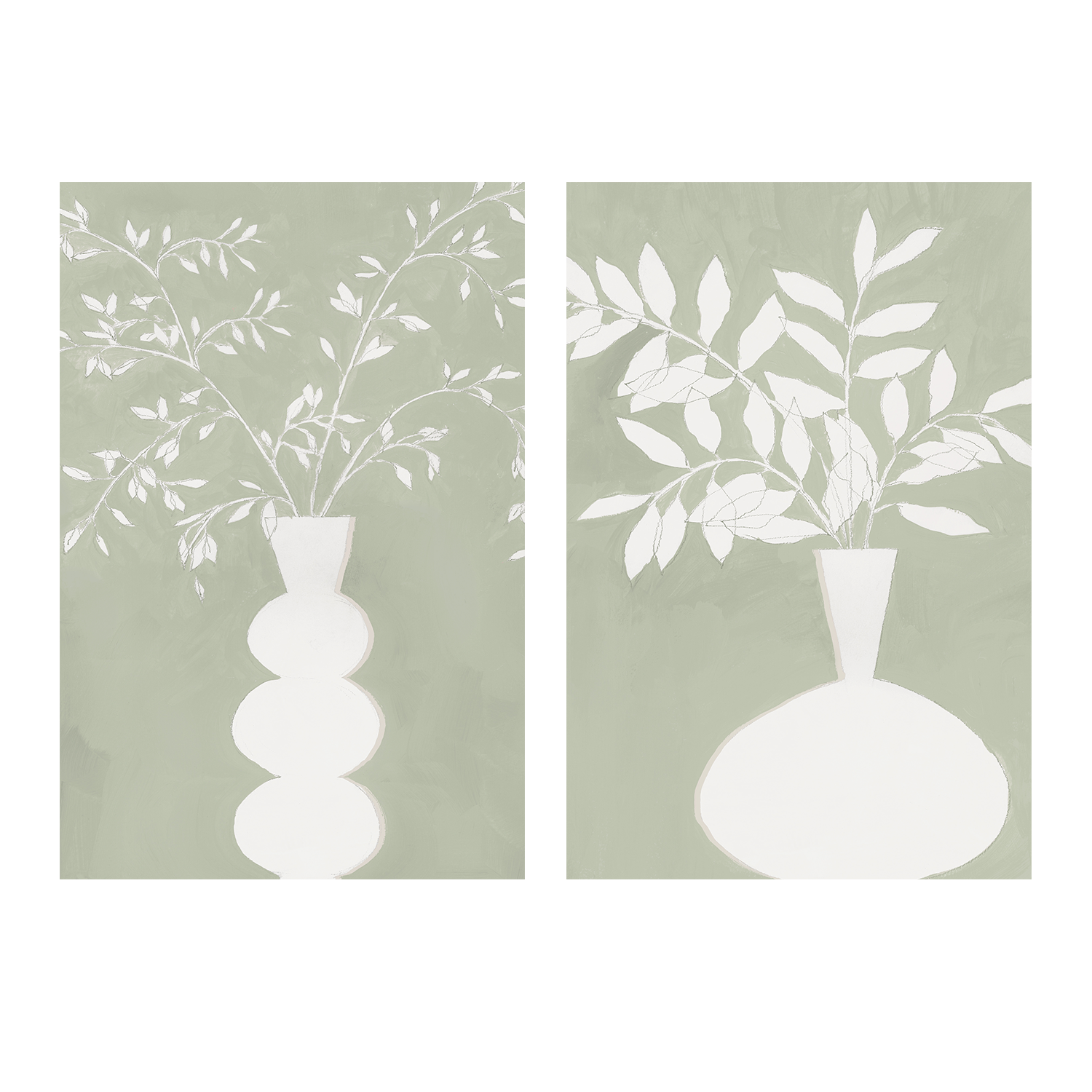 wall-art-print-canvas-poster-framed-Sage Vase, Style A & B, Set Of 2 , By Aria K-1