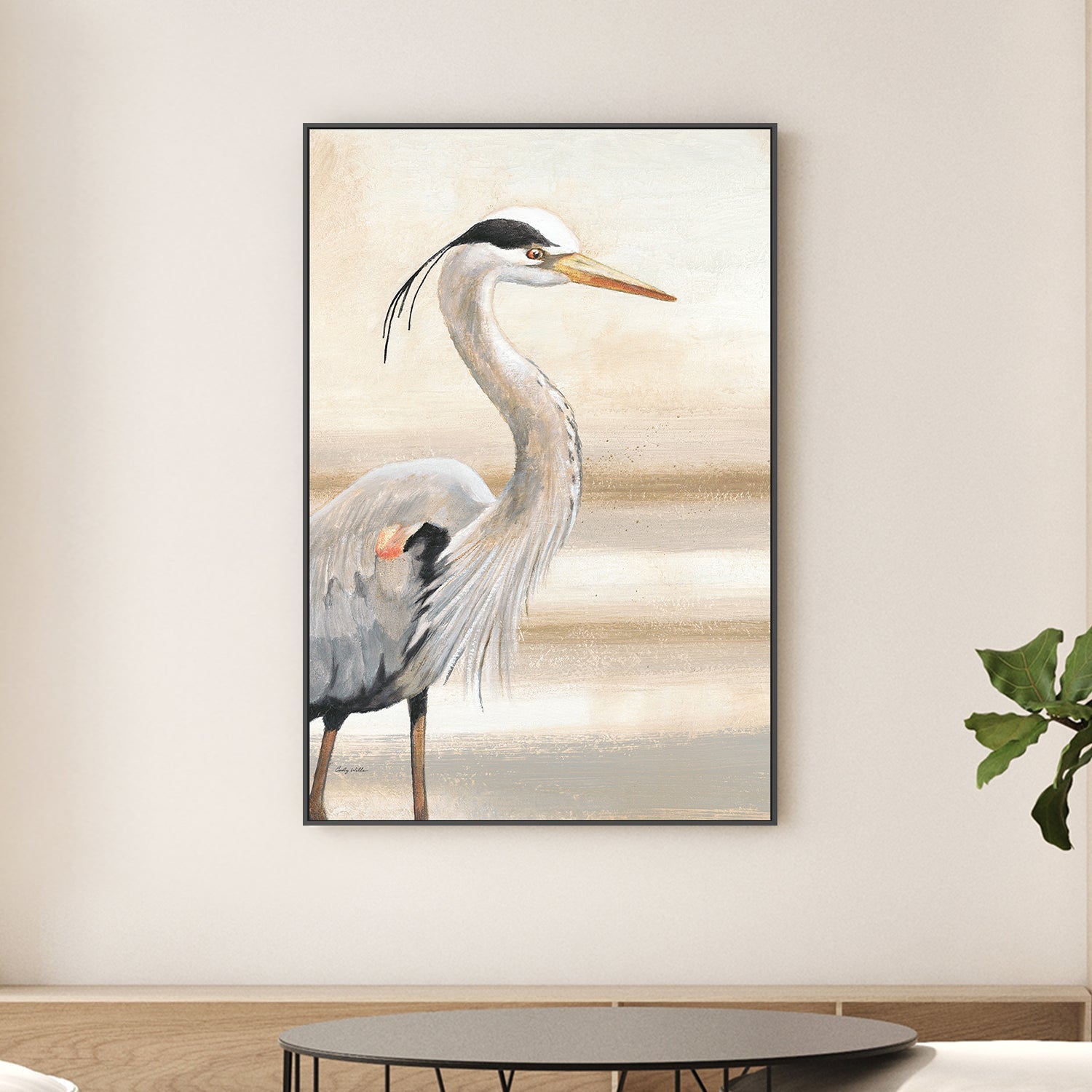 wall-art-print-canvas-poster-framed-Sandy Beach Heron, Style A-2