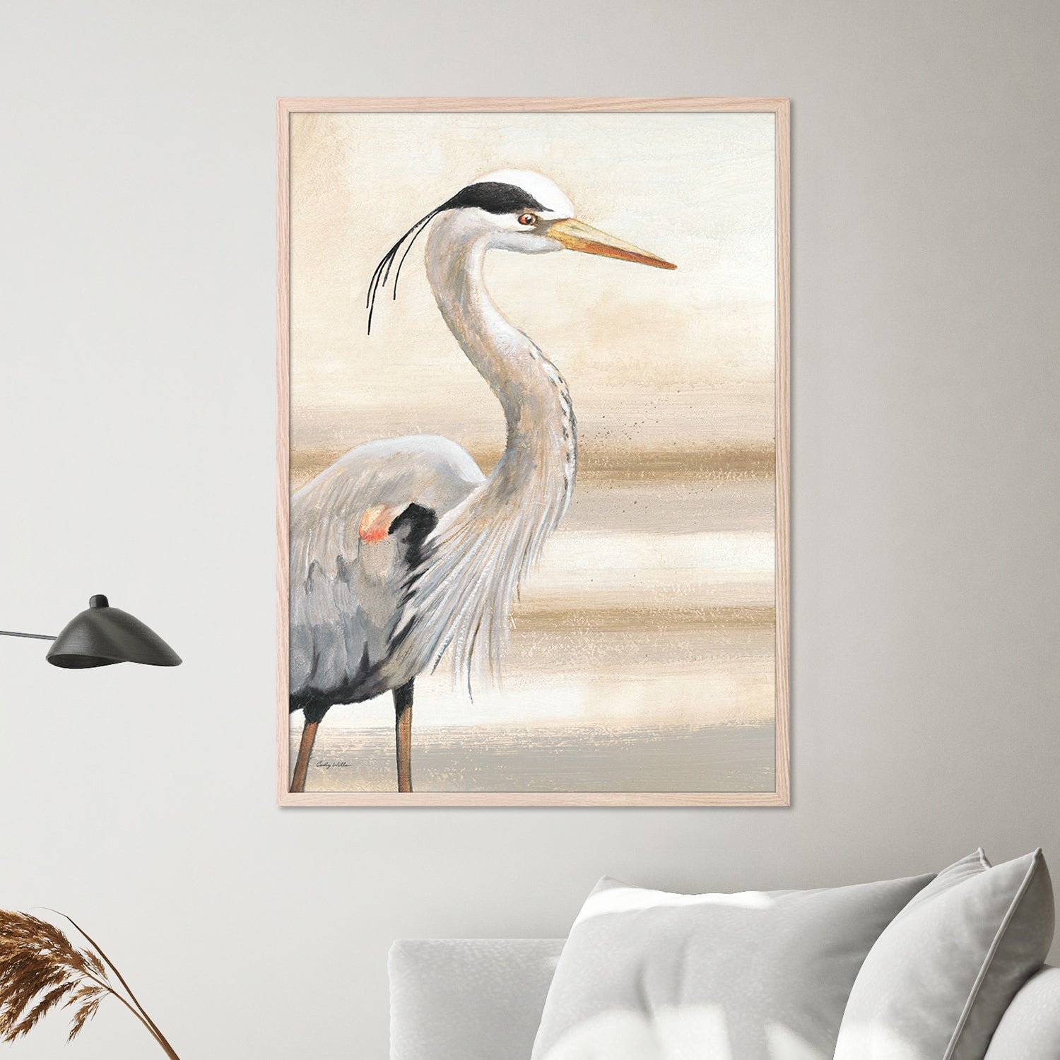 wall-art-print-canvas-poster-framed-Sandy Beach Heron, Style A-7