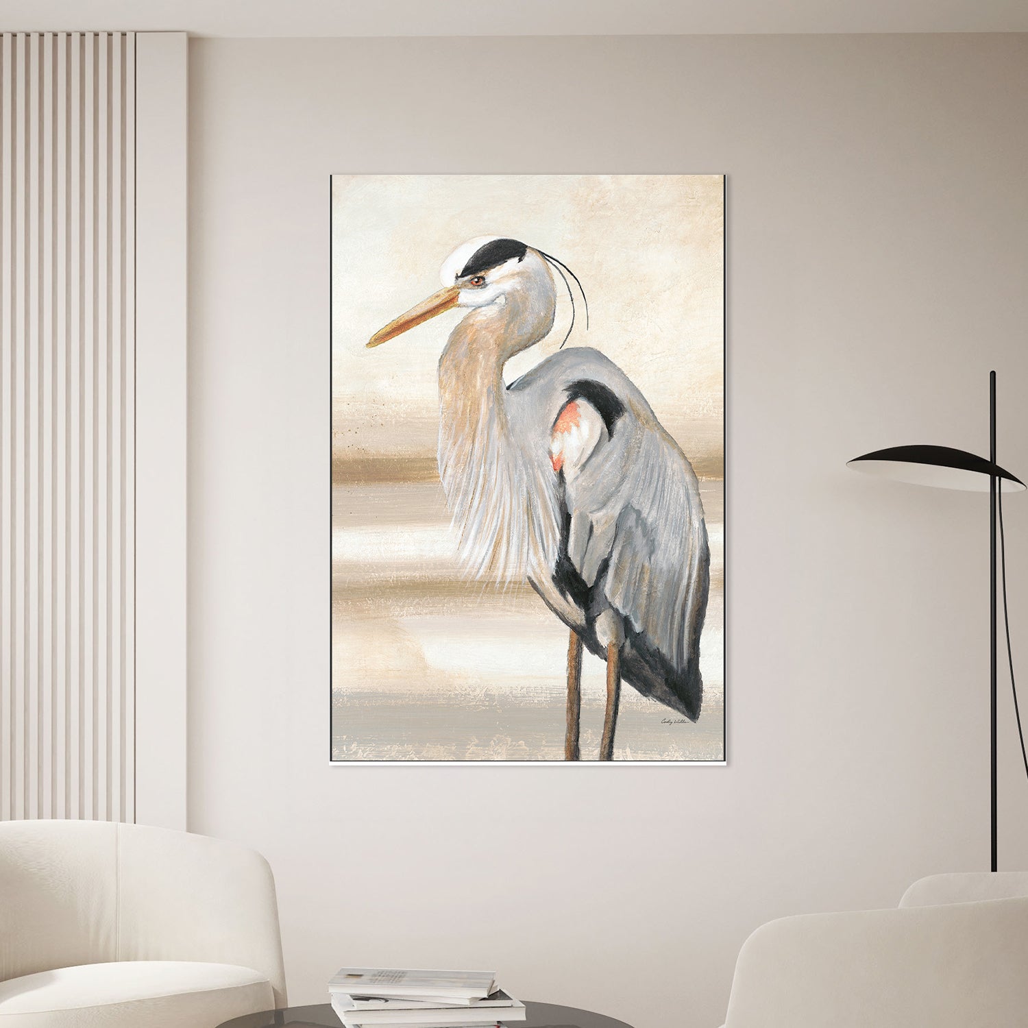 wall-art-print-canvas-poster-framed-Sandy Beach Heron, Style B-2