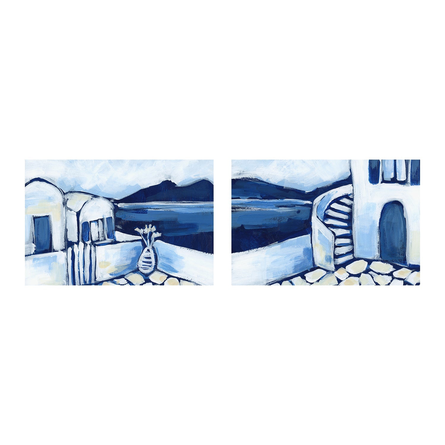 wall-art-print-canvas-poster-framed-Santorini Views , Style A & B, Set Of 2 , By Jetty Home-1