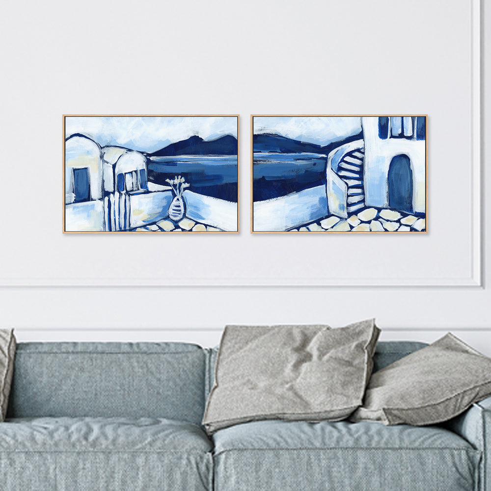 wall-art-print-canvas-poster-framed-Santorini Views , Style A & B, Set Of 2 , By Jetty Home-2