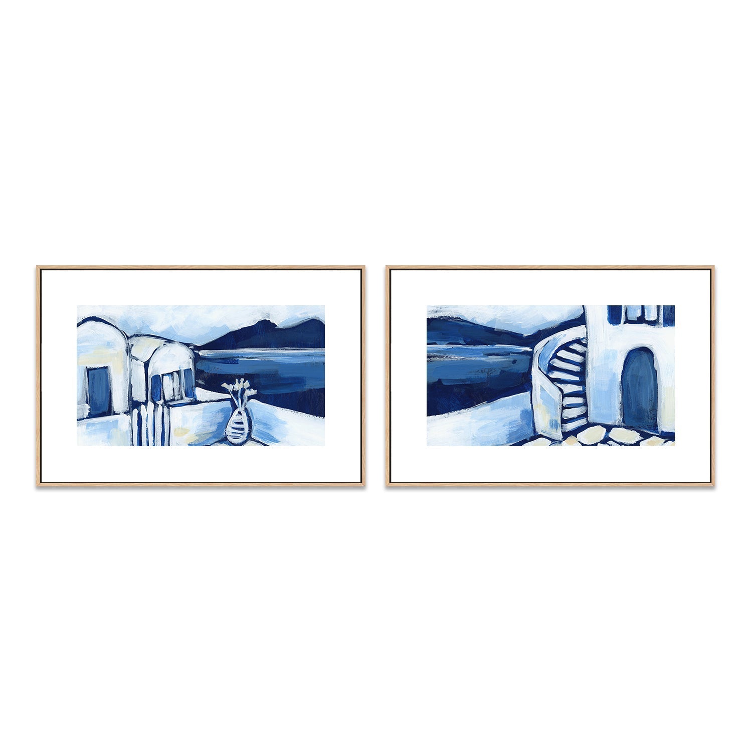 wall-art-print-canvas-poster-framed-Santorini Views , Style A & B, Set Of 2 , By Jetty Home-6