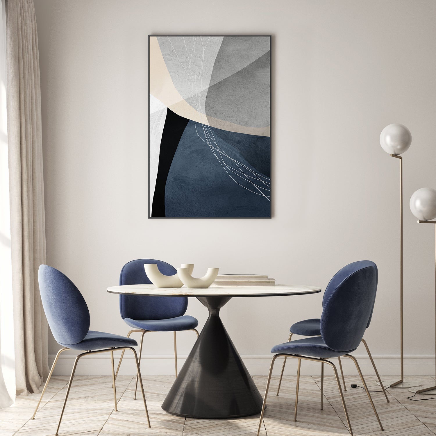 wall-art-print-canvas-poster-framed-Sapphire Elegance, Style A-9