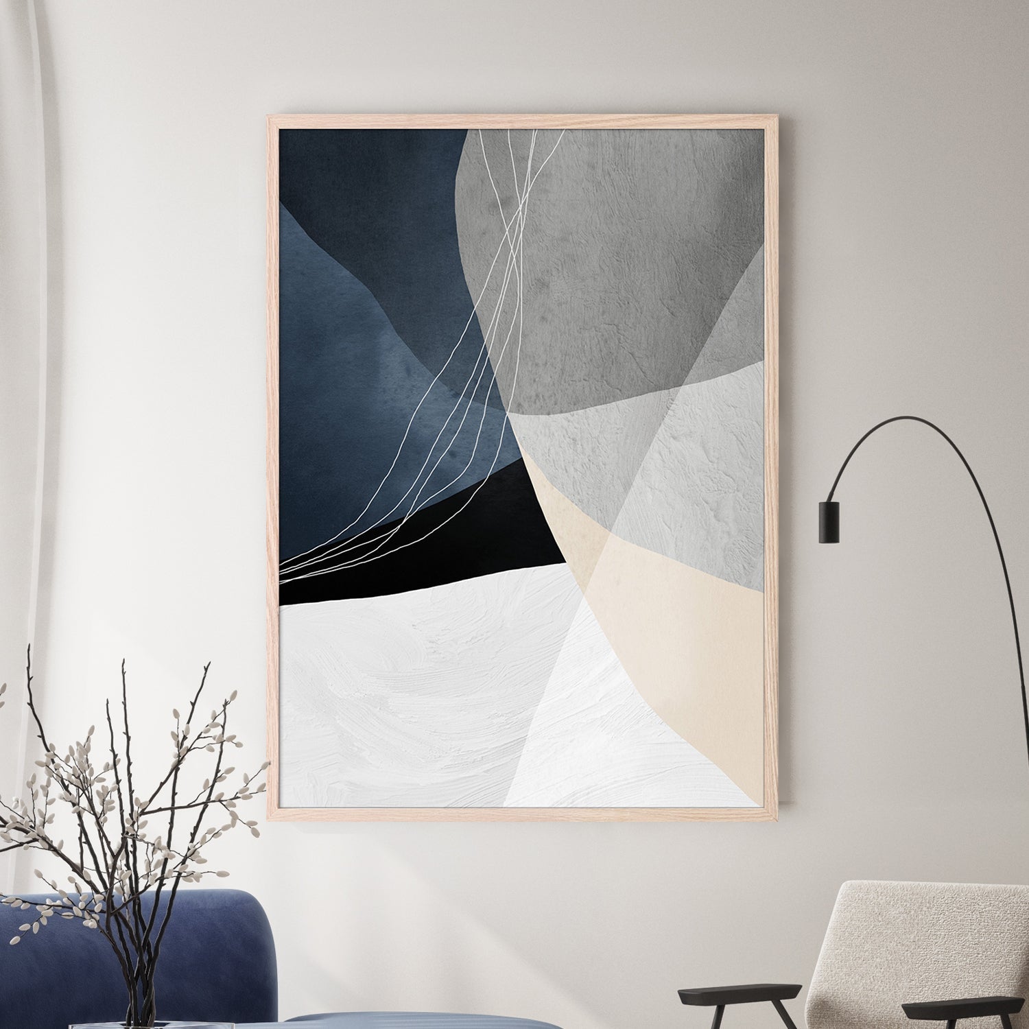 wall-art-print-canvas-poster-framed-Sapphire Elegance, Style B-7