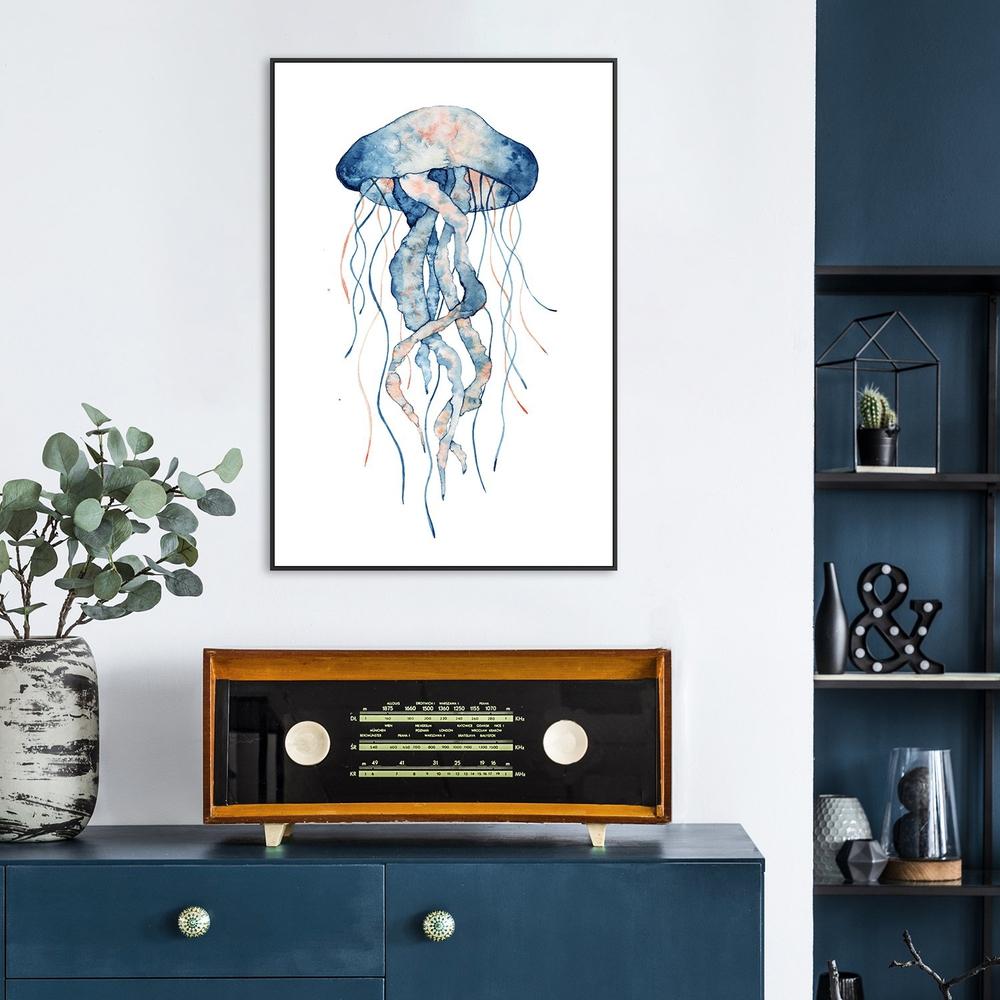 wall-art-print-canvas-poster-framed-Sealife Watercolor Painting, Jellyfish, Style B-by-Gioia Wall Art-Gioia Wall Art
