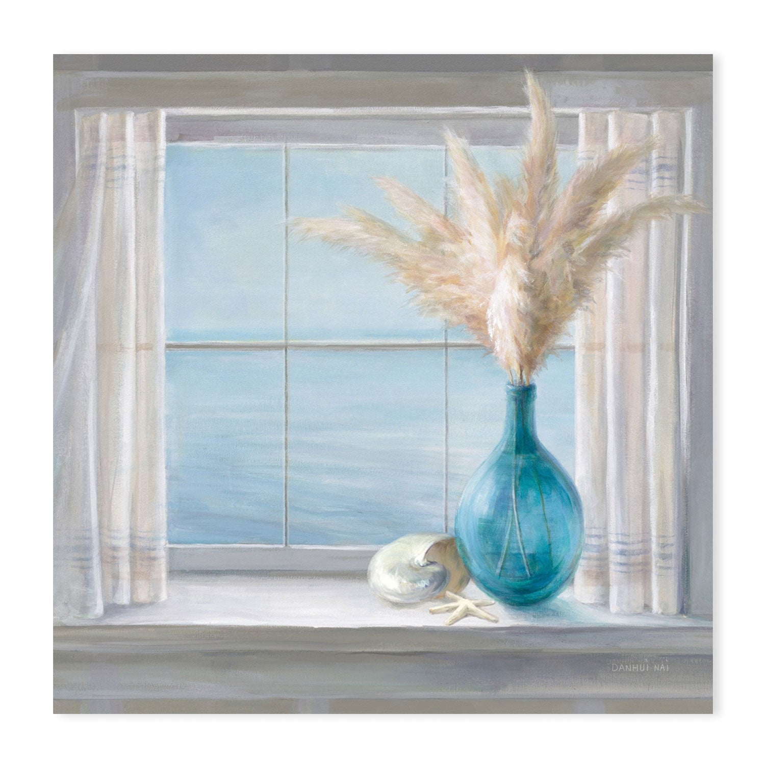 wall-art-print-canvas-poster-framed-Seaside Cottage View Shell-by-Danhui Nai-Gioia Wall Art