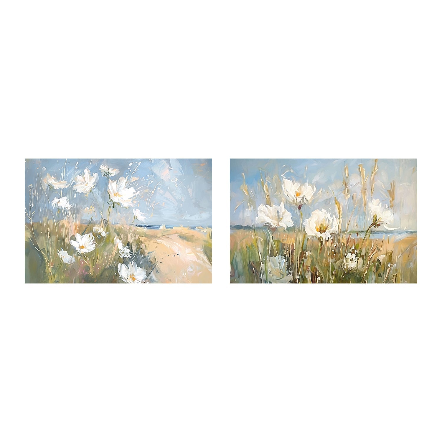 wall-art-print-canvas-poster-framed-Seaside Wildflowers , Style A & B, Set Of 2 , By Accent Art Studio-1