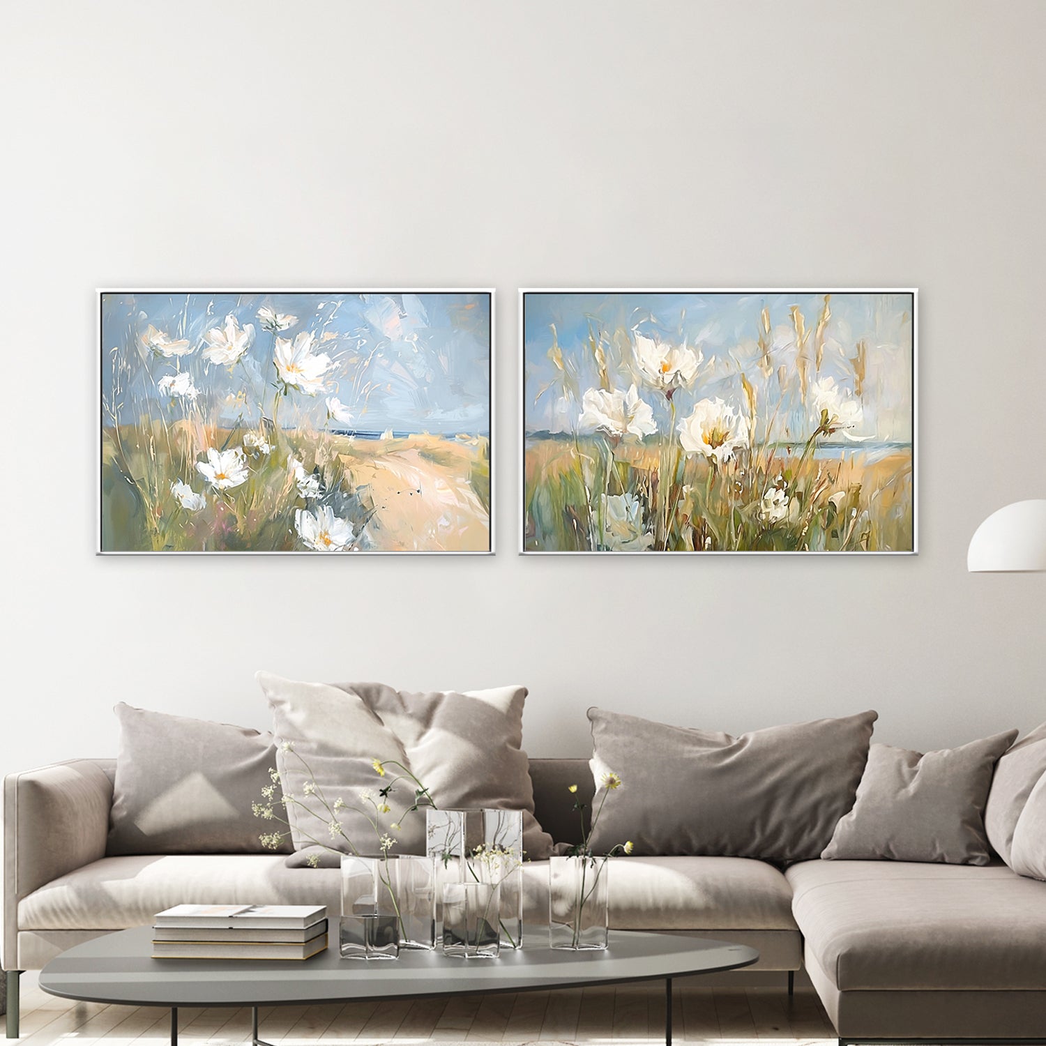 wall-art-print-canvas-poster-framed-Seaside Wildflowers , Style A & B, Set Of 2 , By Accent Art Studio-2