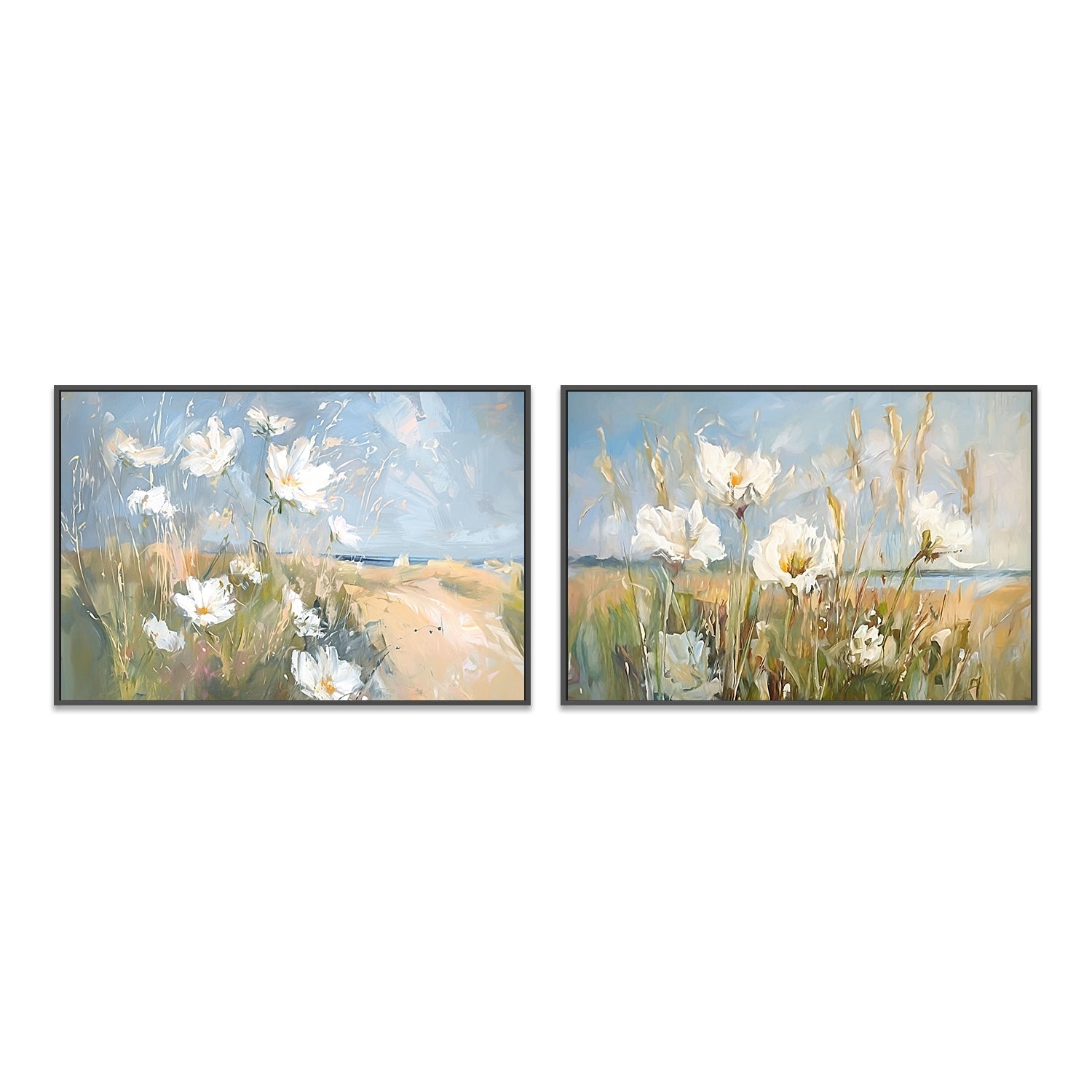 wall-art-print-canvas-poster-framed-Seaside Wildflowers , Style A & B, Set Of 2 , By Accent Art Studio-3