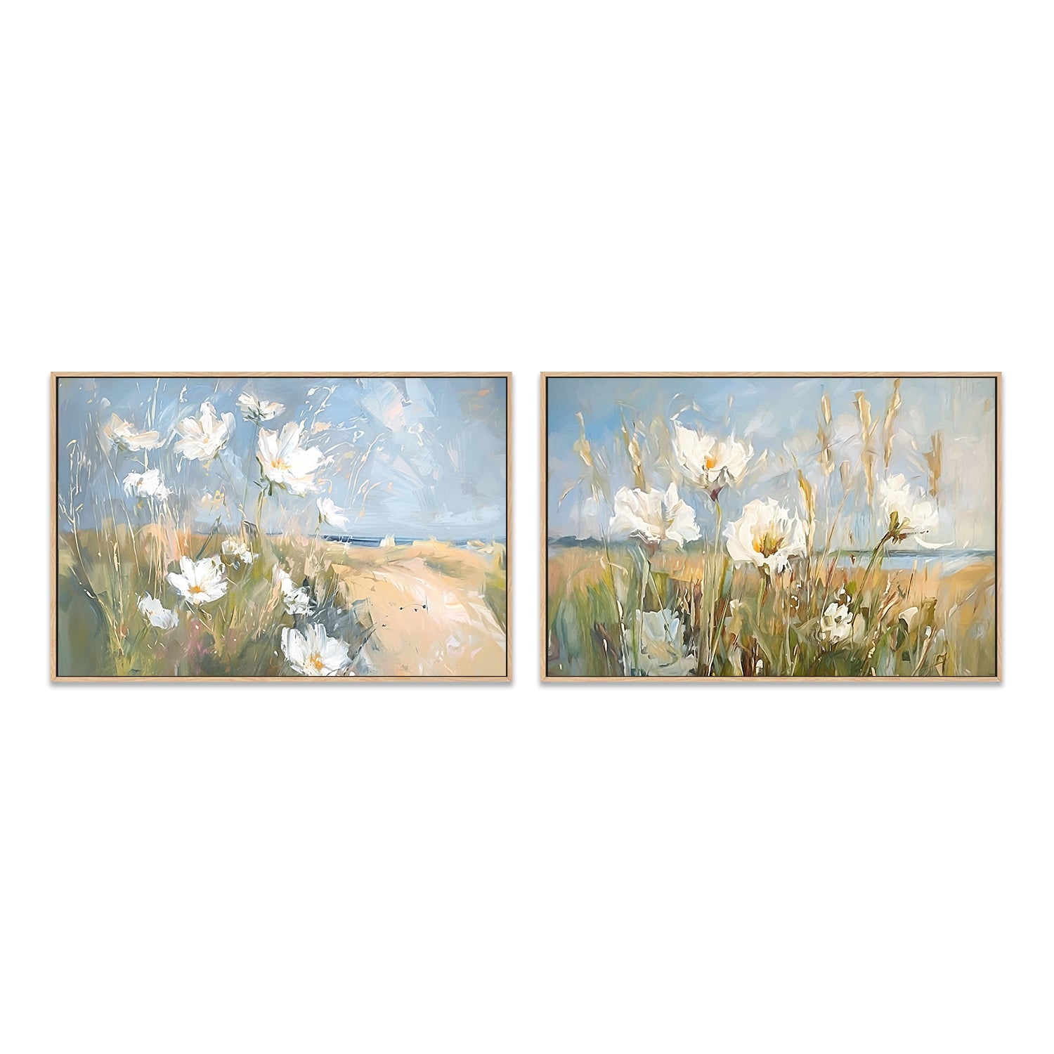 wall-art-print-canvas-poster-framed-Seaside Wildflowers , Style A & B, Set Of 2 , By Accent Art Studio-4