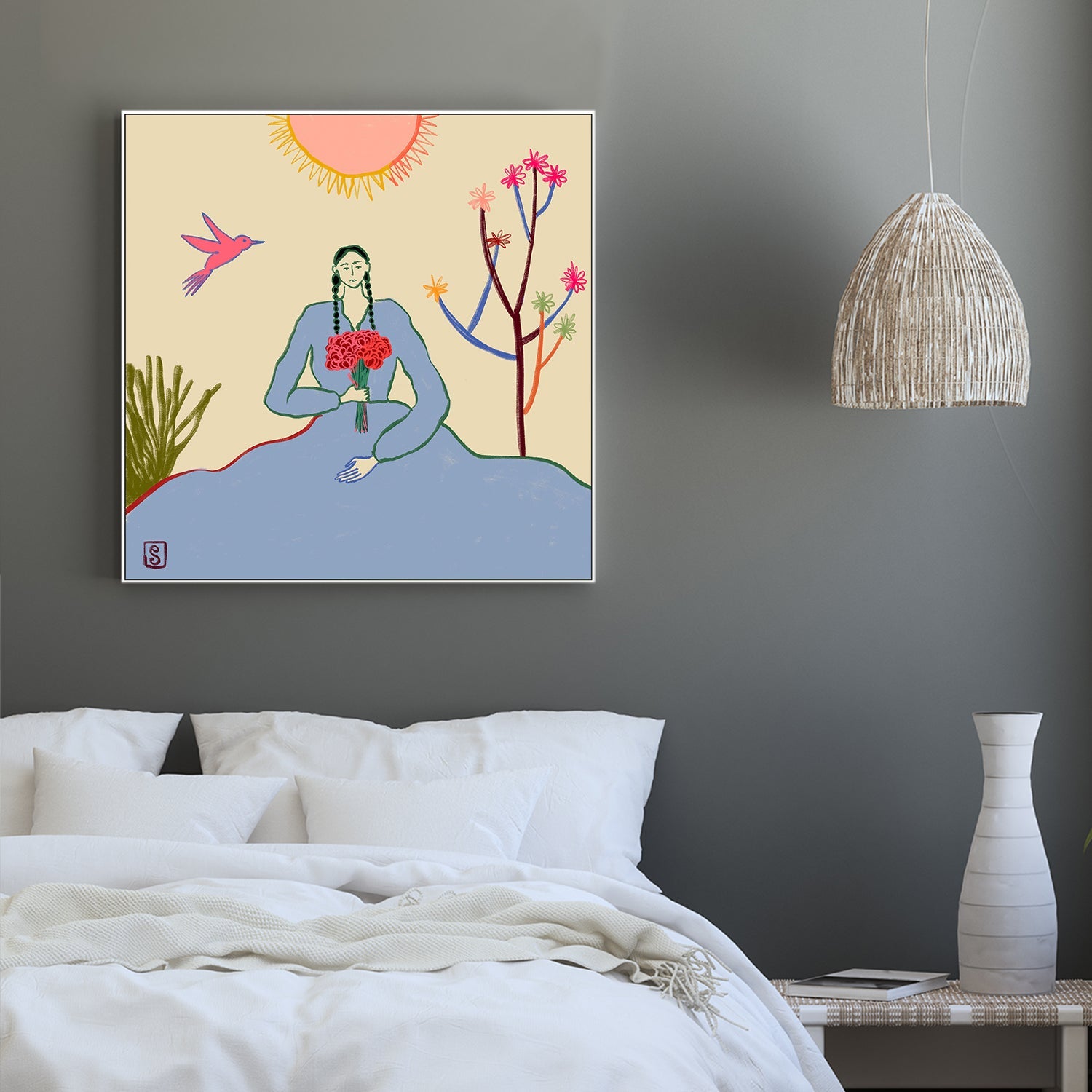 wall-art-print-canvas-poster-framed-Serene Blossom&#039;s Embrace-2