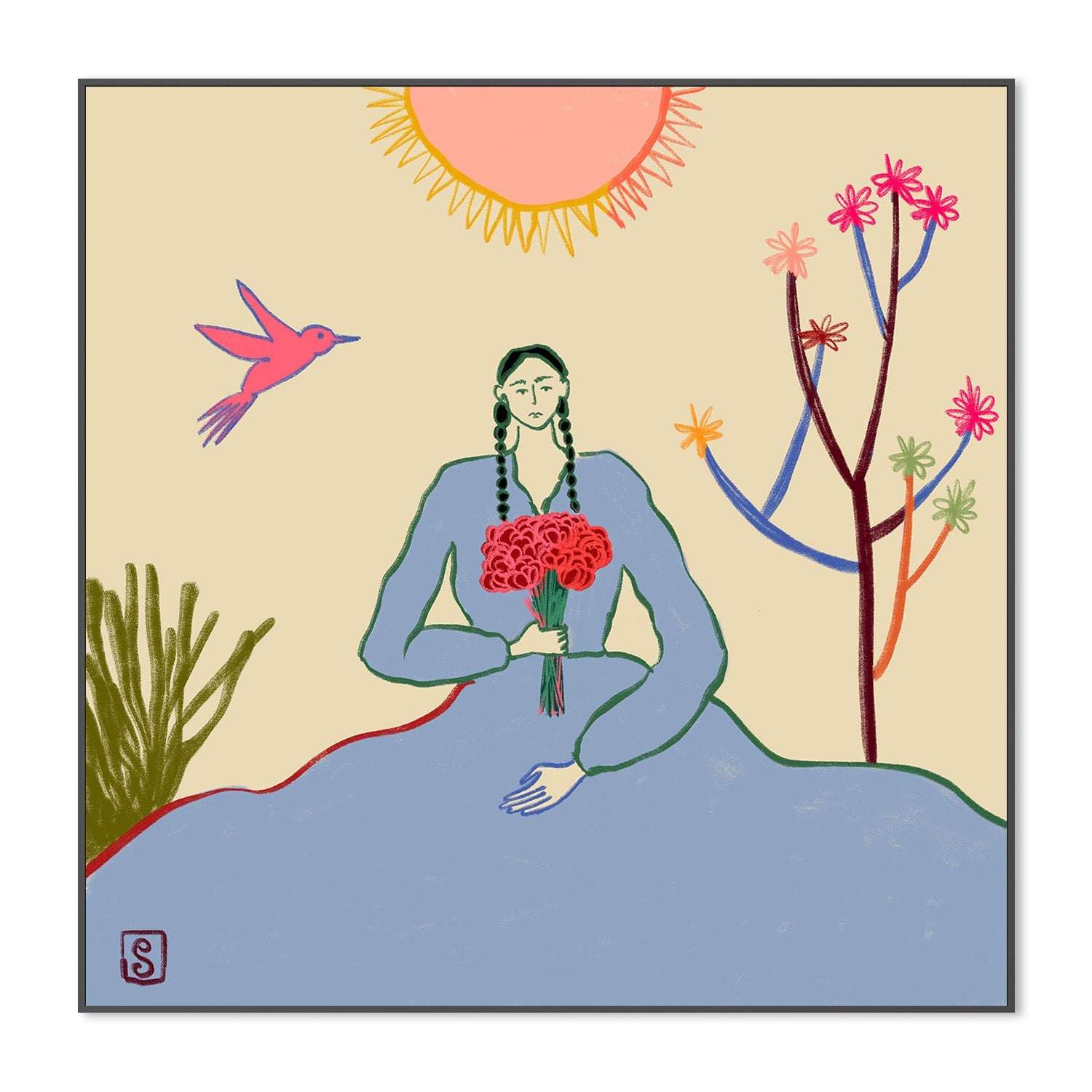 wall-art-print-canvas-poster-framed-Serene Blossom&#039;s Embrace-3