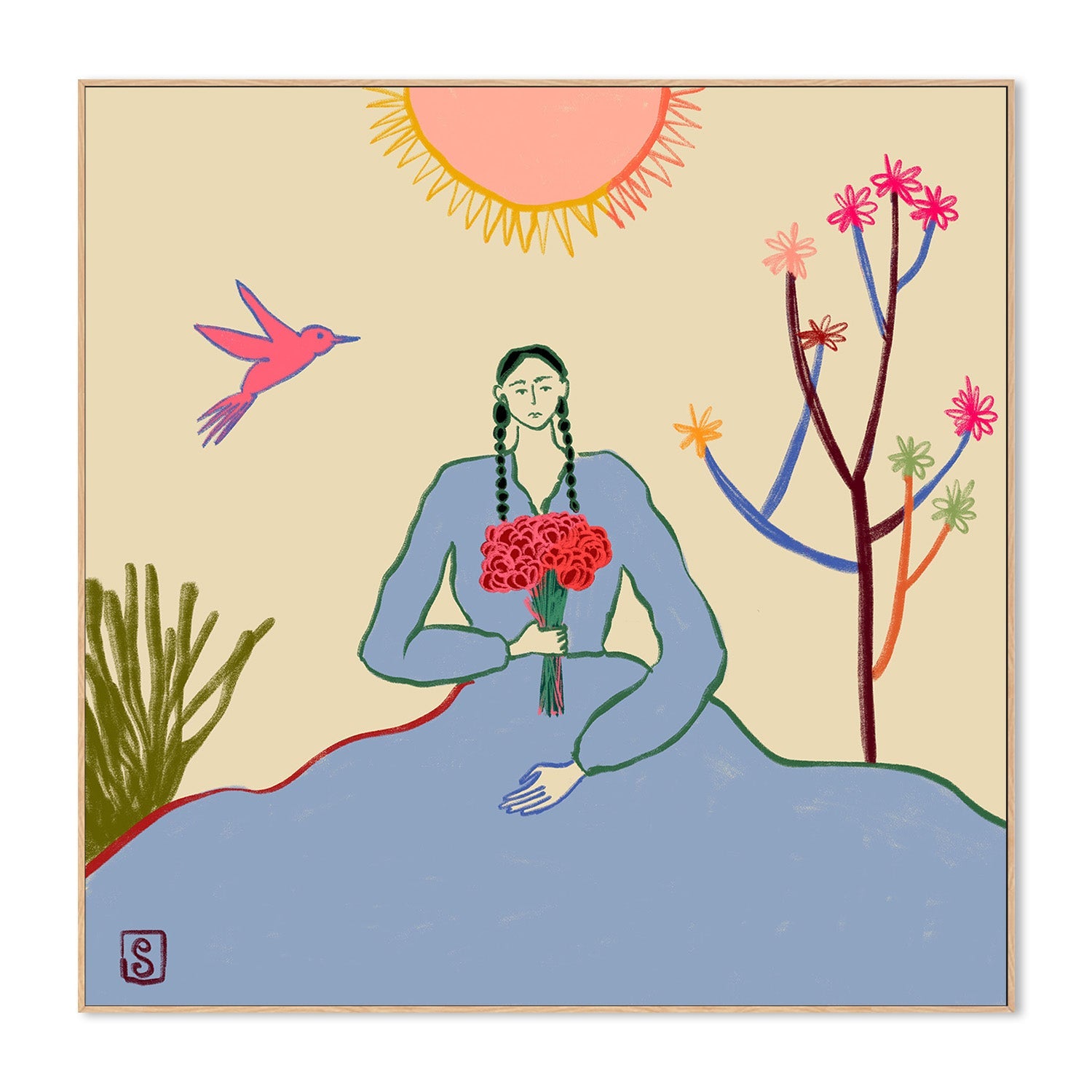 wall-art-print-canvas-poster-framed-Serene Blossom&#039;s Embrace-4