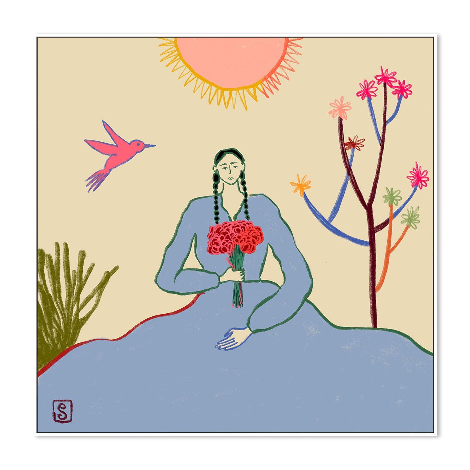 wall-art-print-canvas-poster-framed-Serene Blossom&#039;s Embrace-5
