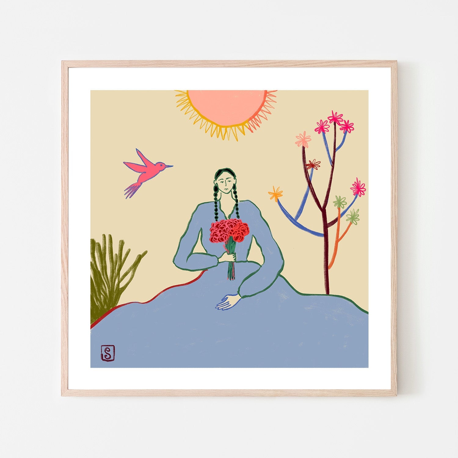 wall-art-print-canvas-poster-framed-Serene Blossom&#039;s Embrace-6