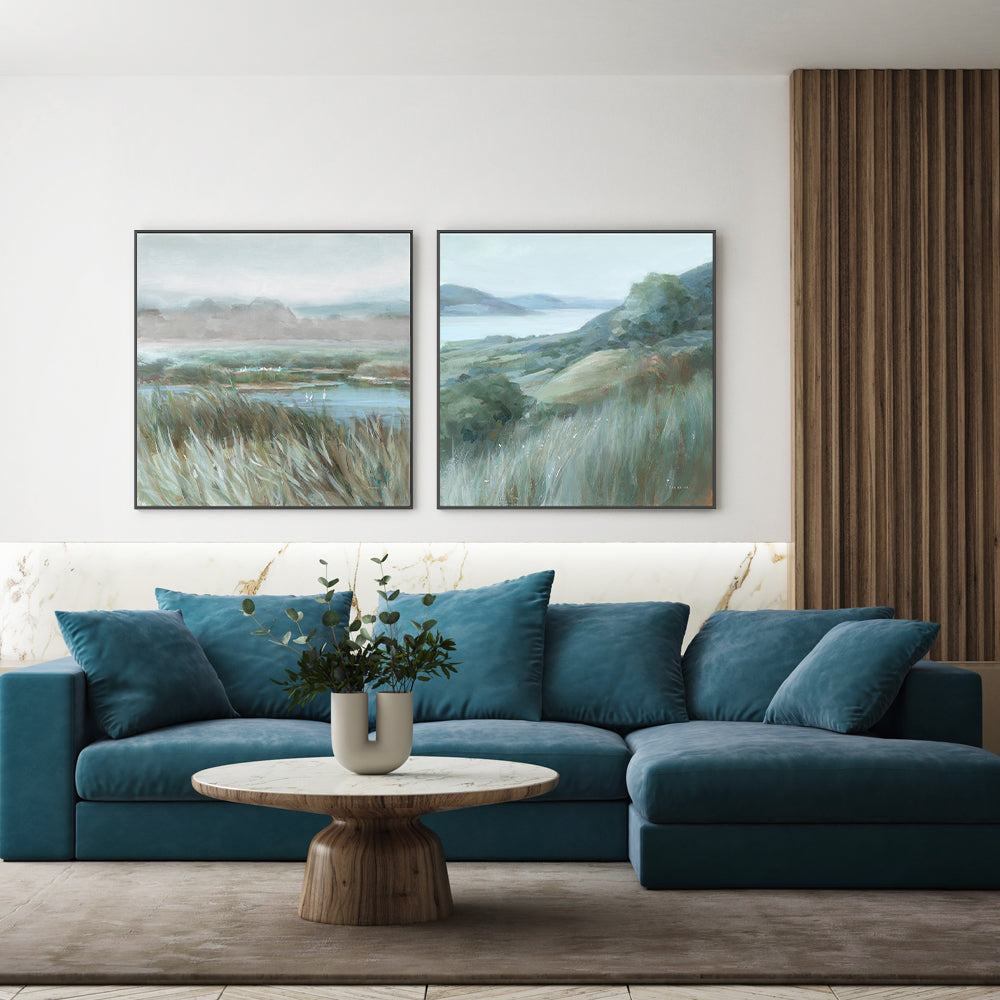 wall-art-print-canvas-poster-framed-Serene Landscape, Style A & B, Set Of 2 , By Danhui Nai-GIOIA-WALL-ART