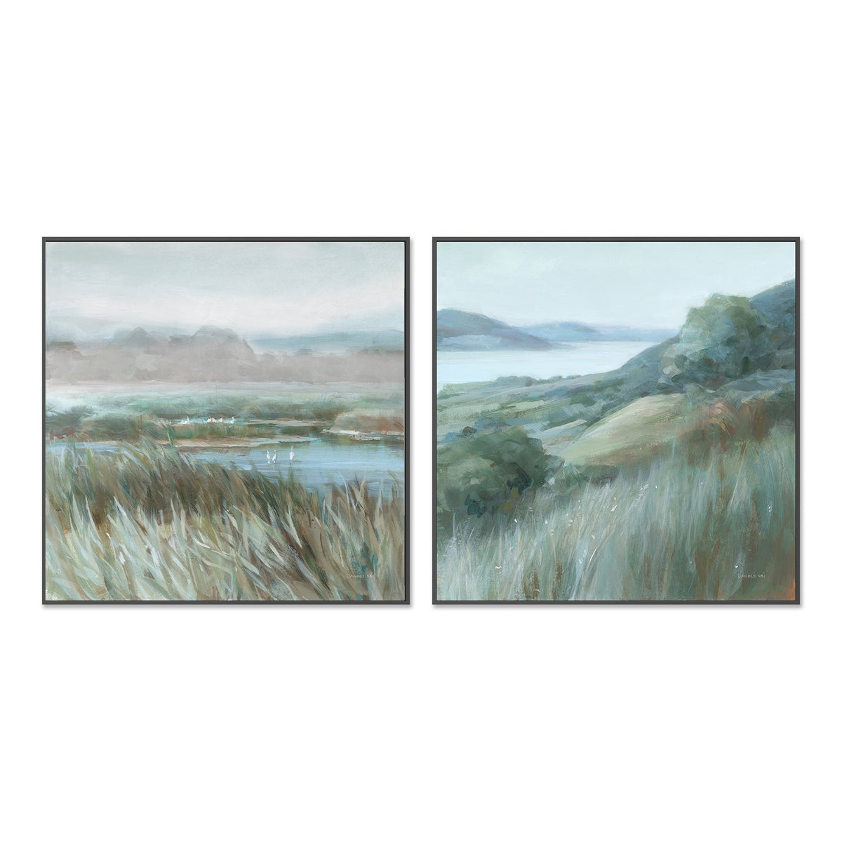wall-art-print-canvas-poster-framed-Serene Landscape, Style A & B, Set Of 2 , By Danhui Nai-GIOIA-WALL-ART