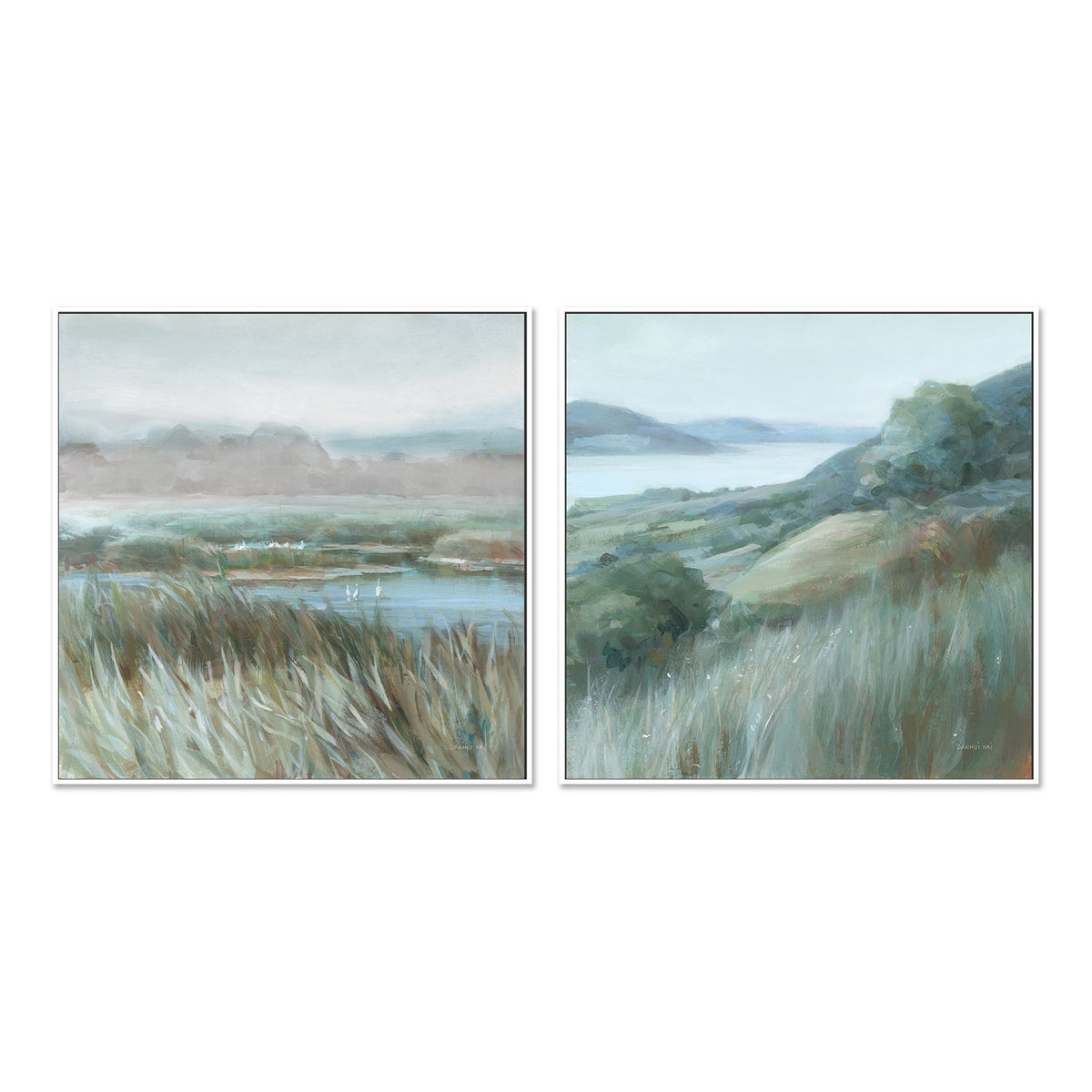 wall-art-print-canvas-poster-framed-Serene Landscape, Style A & B, Set Of 2 , By Danhui Nai-GIOIA-WALL-ART