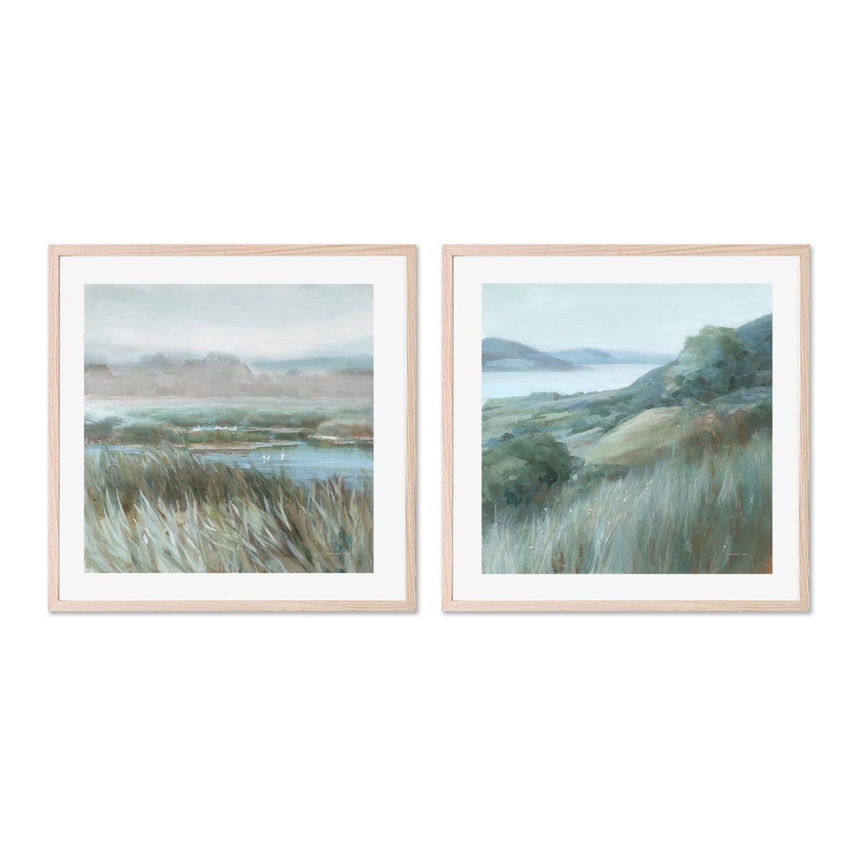 wall-art-print-canvas-poster-framed-Serene Landscape, Style A & B, Set Of 2 , By Danhui Nai-GIOIA-WALL-ART