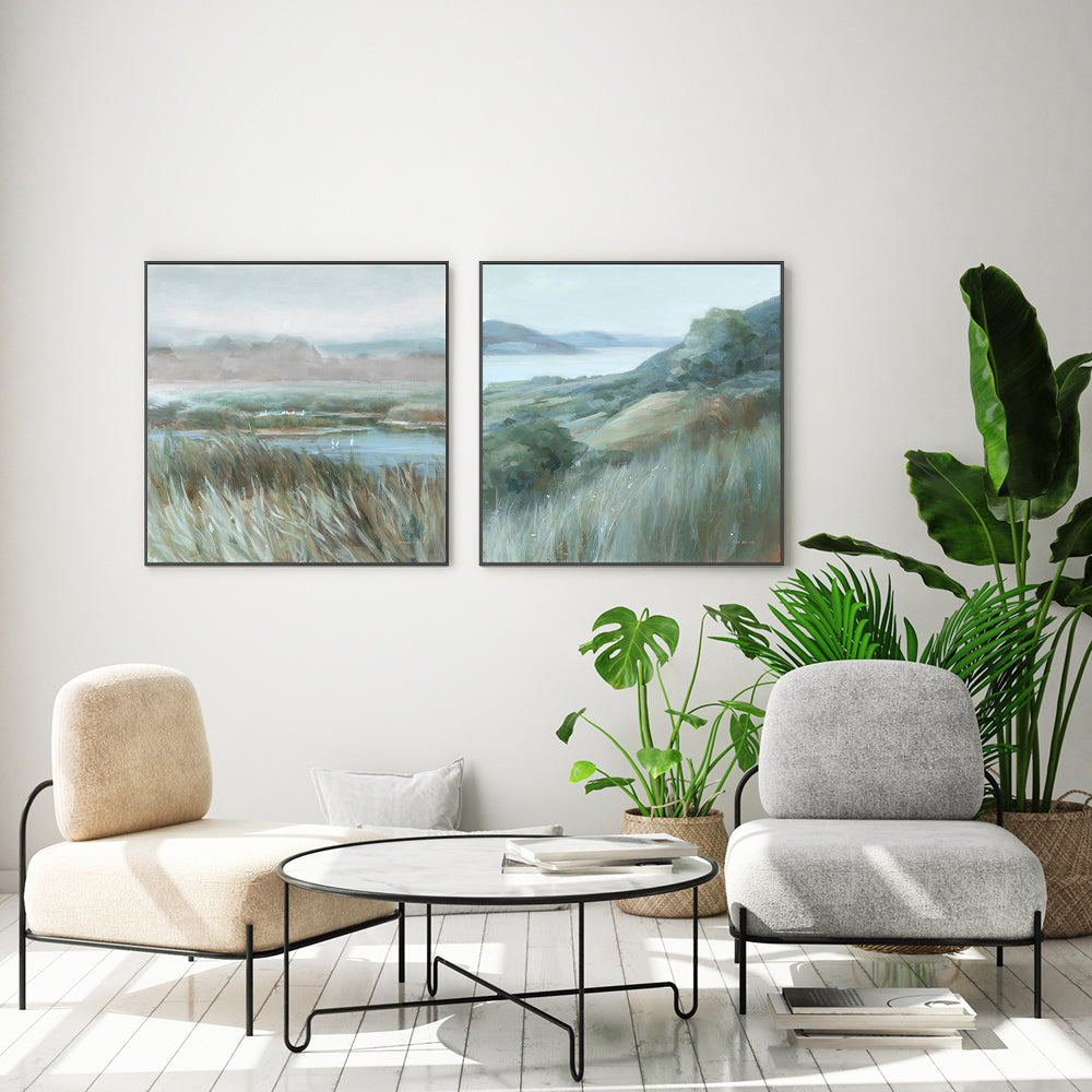 wall-art-print-canvas-poster-framed-Serene Landscape, Style A & B, Set Of 2 , By Danhui Nai-GIOIA-WALL-ART