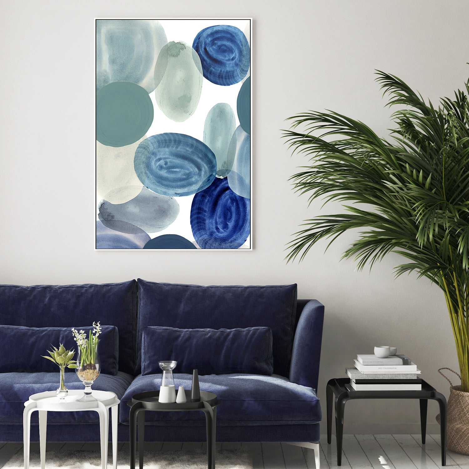wall-art-print-canvas-poster-framed-Shades of Blue, Style A-7