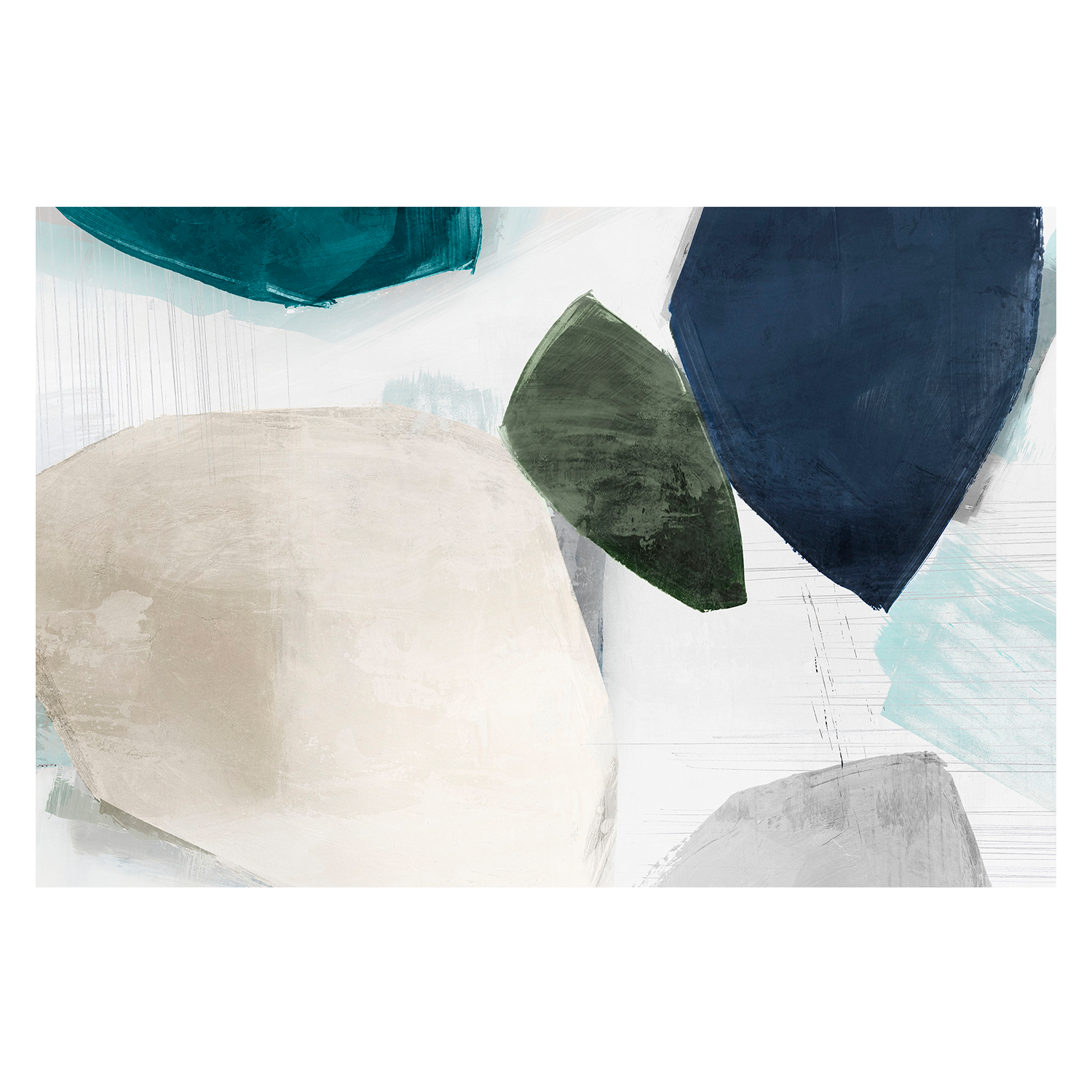 wall-art-print-canvas-poster-framed-Shapes of Blue Blobs, Style A-1