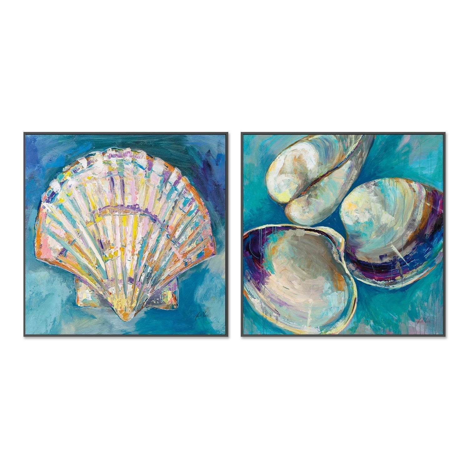 wall-art-print-canvas-poster-framed-Shells, Set of 2-by-Jeanette Vertentes-Gioia Wall Art