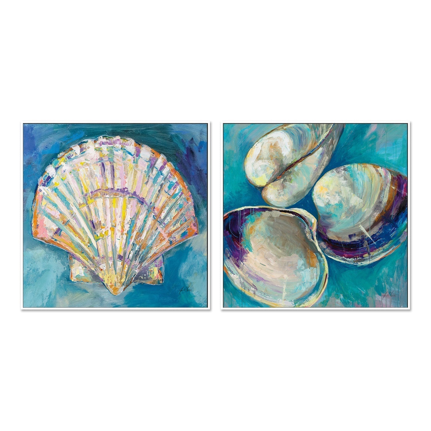 wall-art-print-canvas-poster-framed-Shells, Set of 2-by-Jeanette Vertentes-Gioia Wall Art