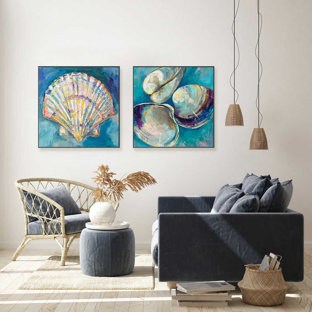 wall-art-print-canvas-poster-framed-Shells, Set of 2-by-Jeanette Vertentes-Gioia Wall Art