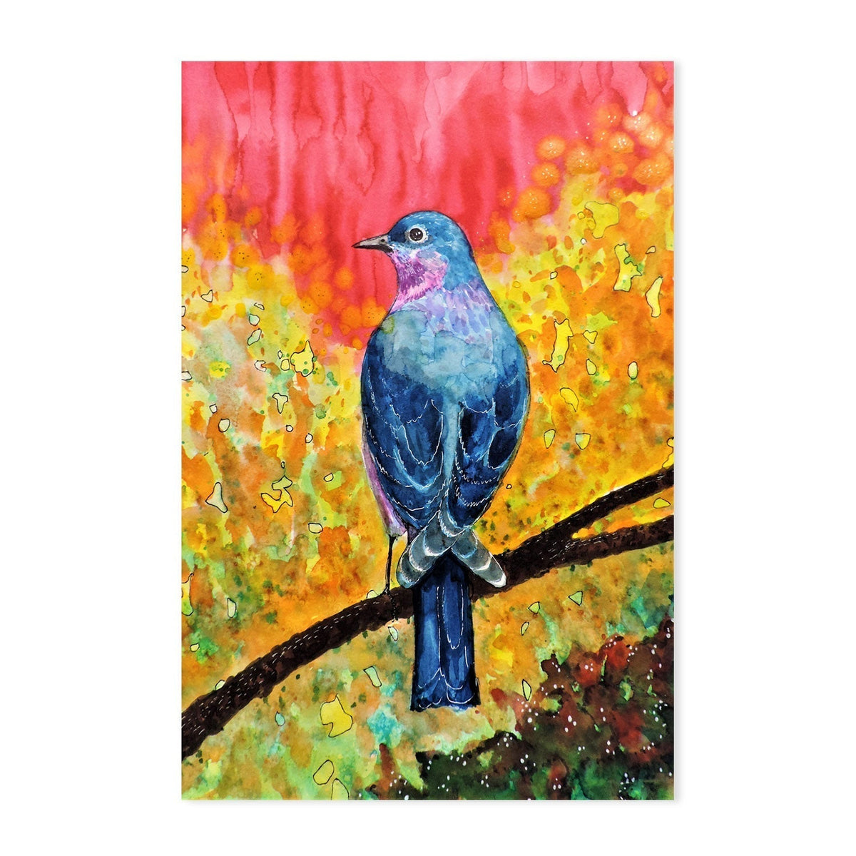 wall-art-print-canvas-poster-framed-Sitting Blue Bird-by-Sylvie Demers-Gioia Wall Art
