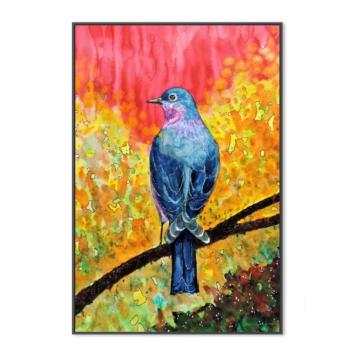 wall-art-print-canvas-poster-framed-Sitting Blue Bird-by-Sylvie Demers-Gioia Wall Art