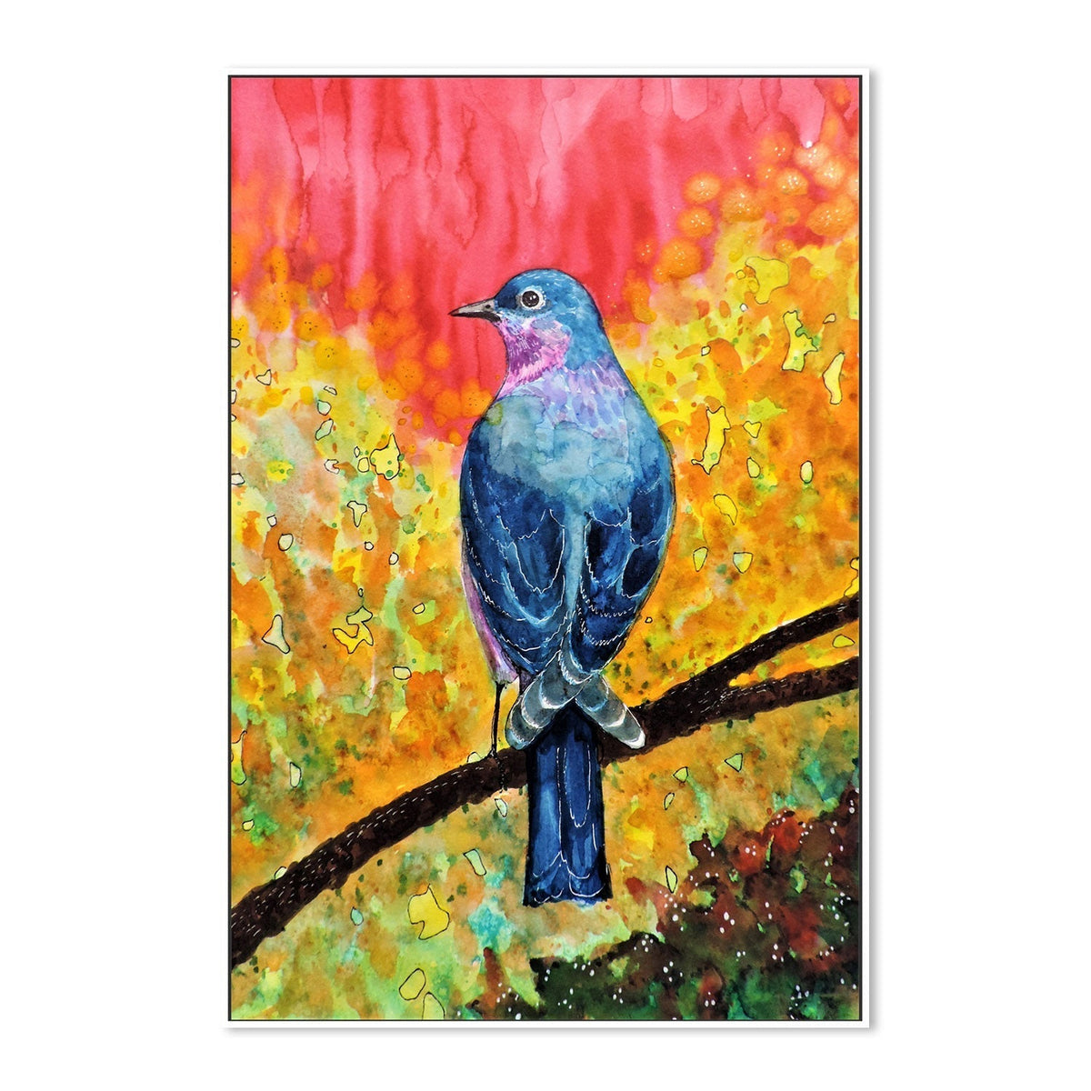 wall-art-print-canvas-poster-framed-Sitting Blue Bird-by-Sylvie Demers-Gioia Wall Art