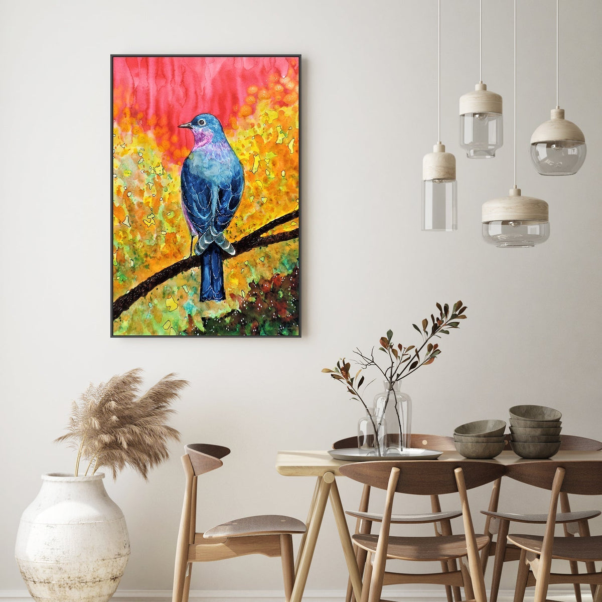 wall-art-print-canvas-poster-framed-Sitting Blue Bird-by-Sylvie Demers-Gioia Wall Art