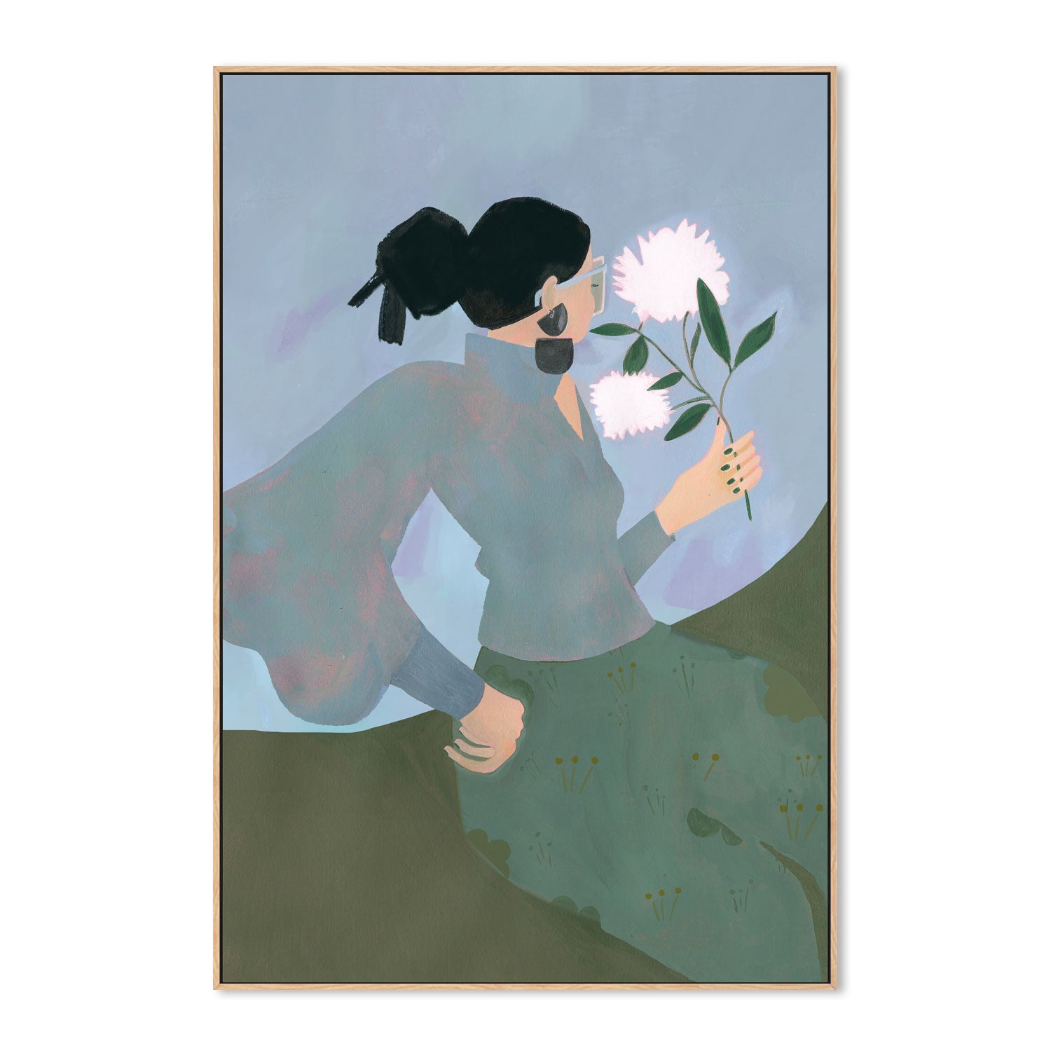 wall-art-print-canvas-poster-framed-Sitting With Flower-4