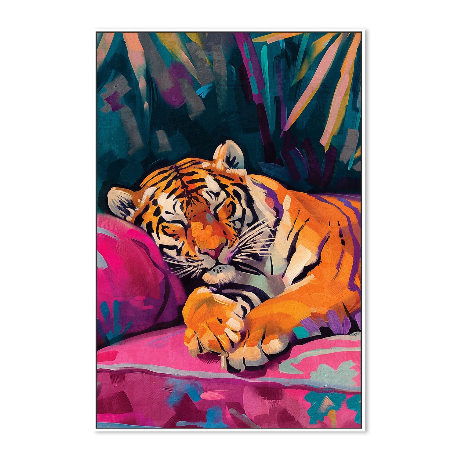 wall-art-print-canvas-poster-framed-Sleeping Tiger, Style A-5