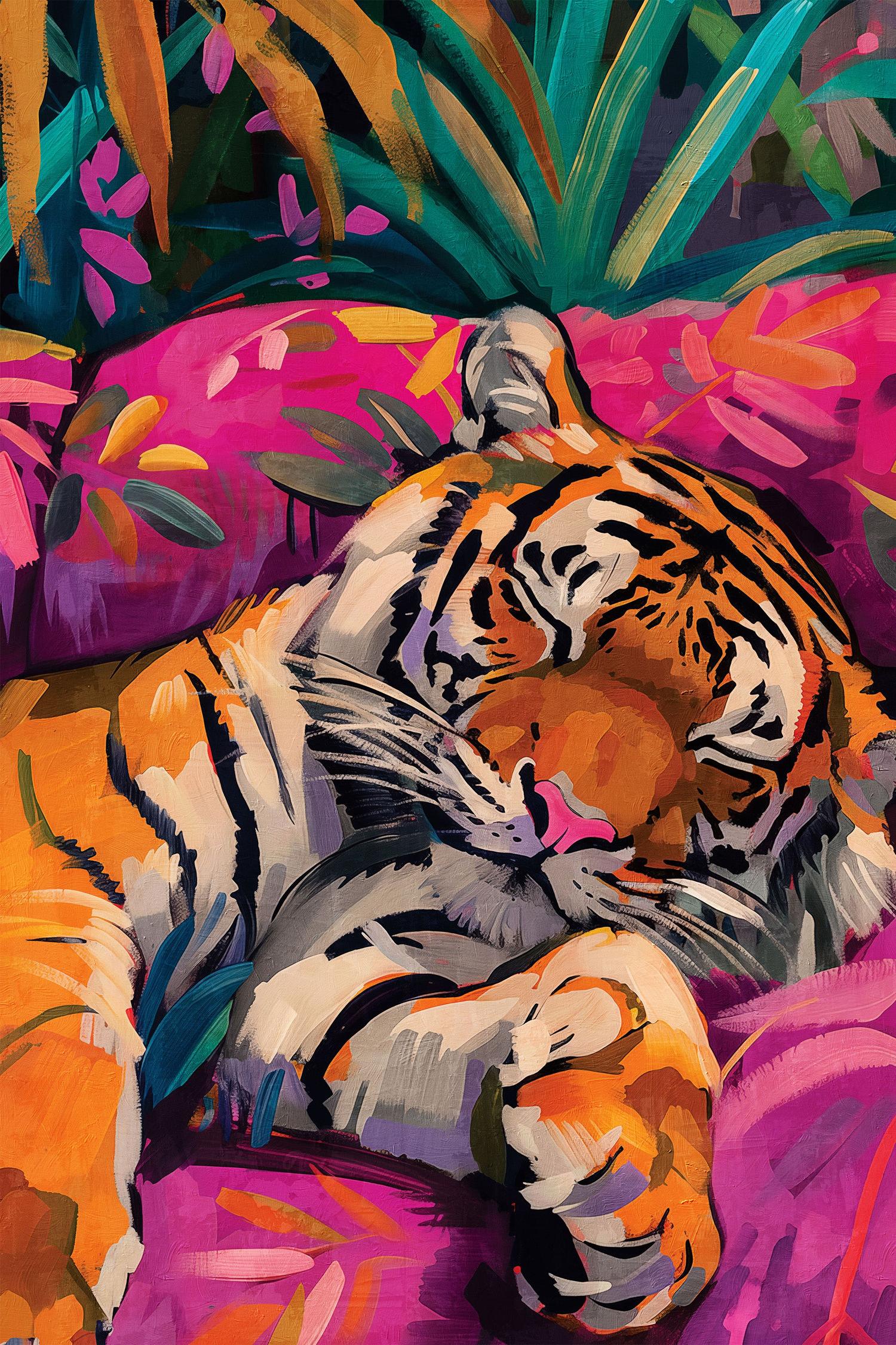 wall-art-print-canvas-poster-framed-Sleeping Tiger, Style B-1