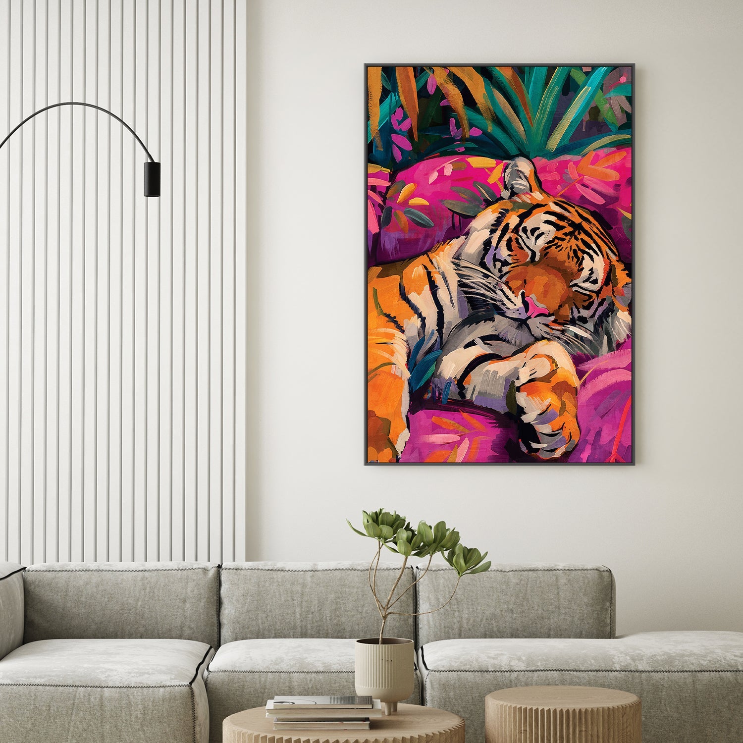 wall-art-print-canvas-poster-framed-Sleeping Tiger, Style B-2