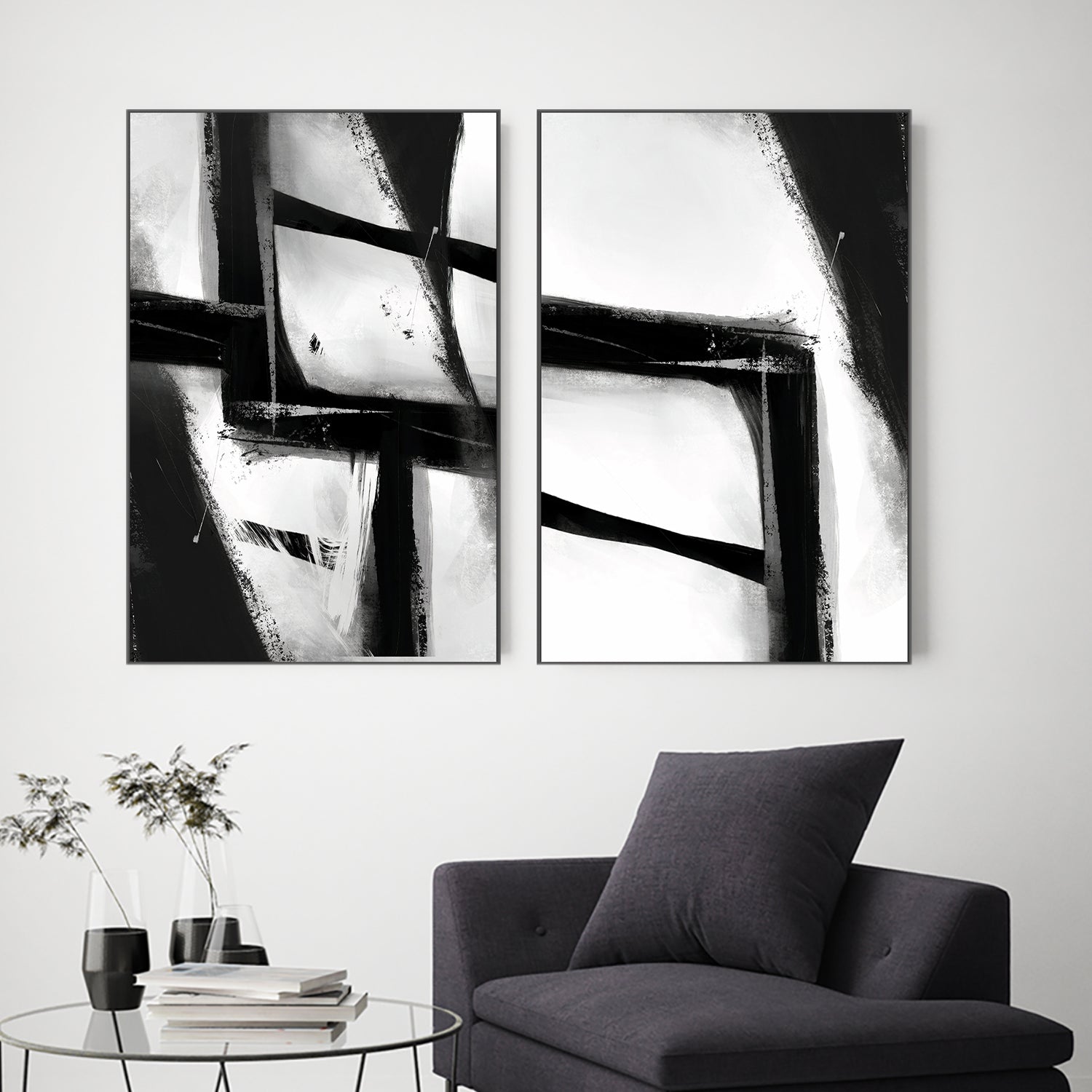 wall-art-print-canvas-poster-framed-Smoke, Style A & B, Set Of 2 , By Karine Tonial Grimm-2