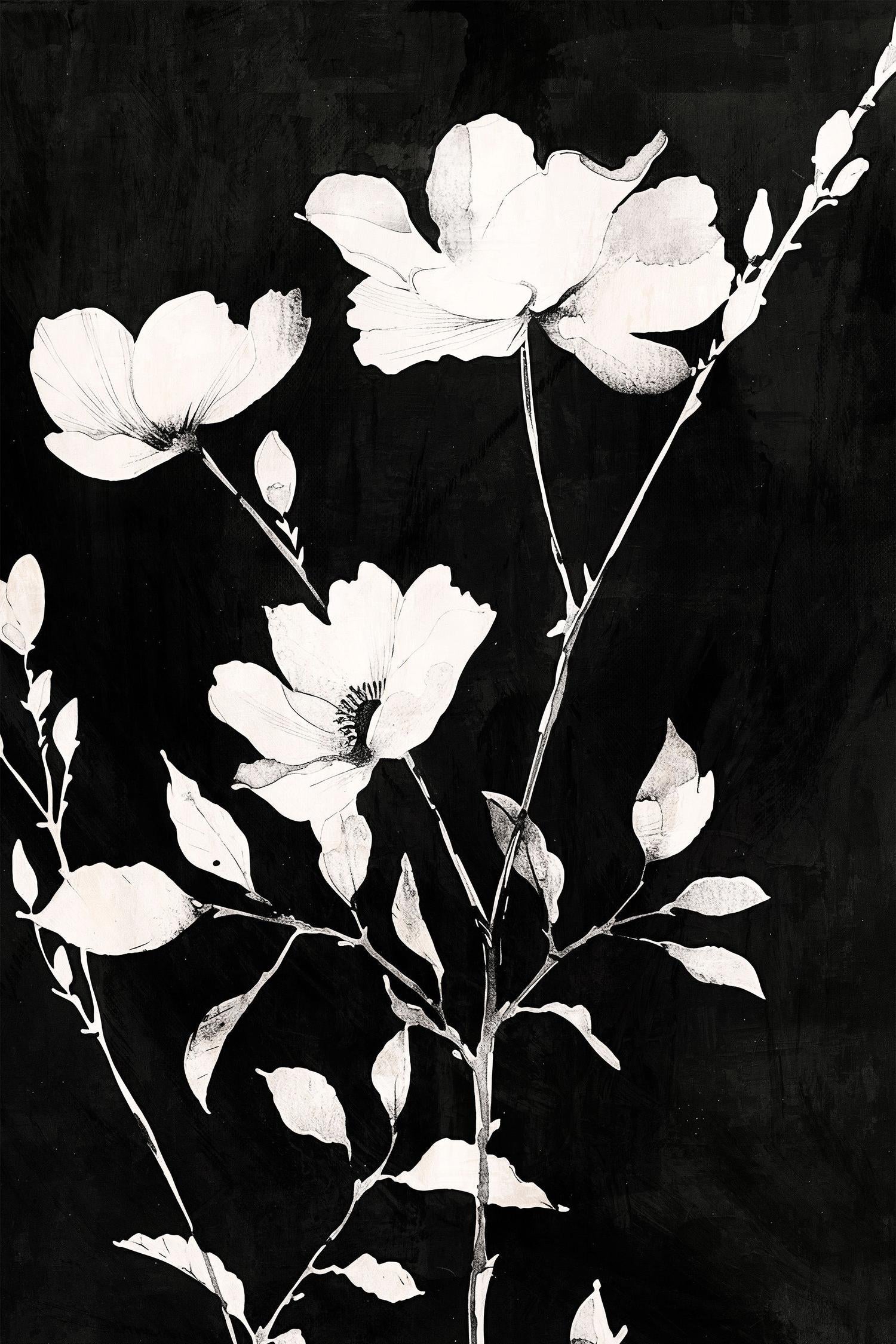 wall-art-print-canvas-poster-framed-Smoky Florals, Style D-1