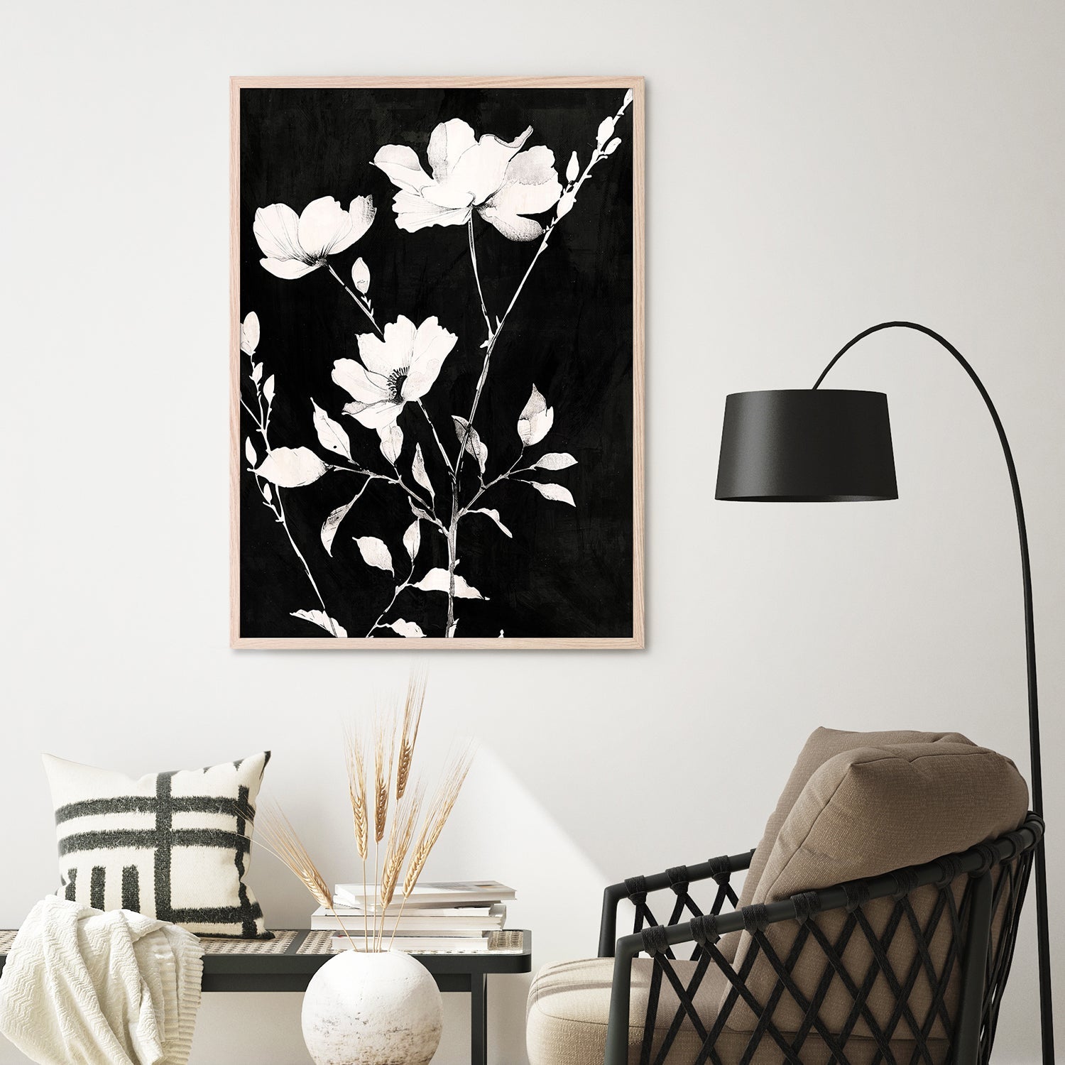 wall-art-print-canvas-poster-framed-Smoky Florals, Style D-8