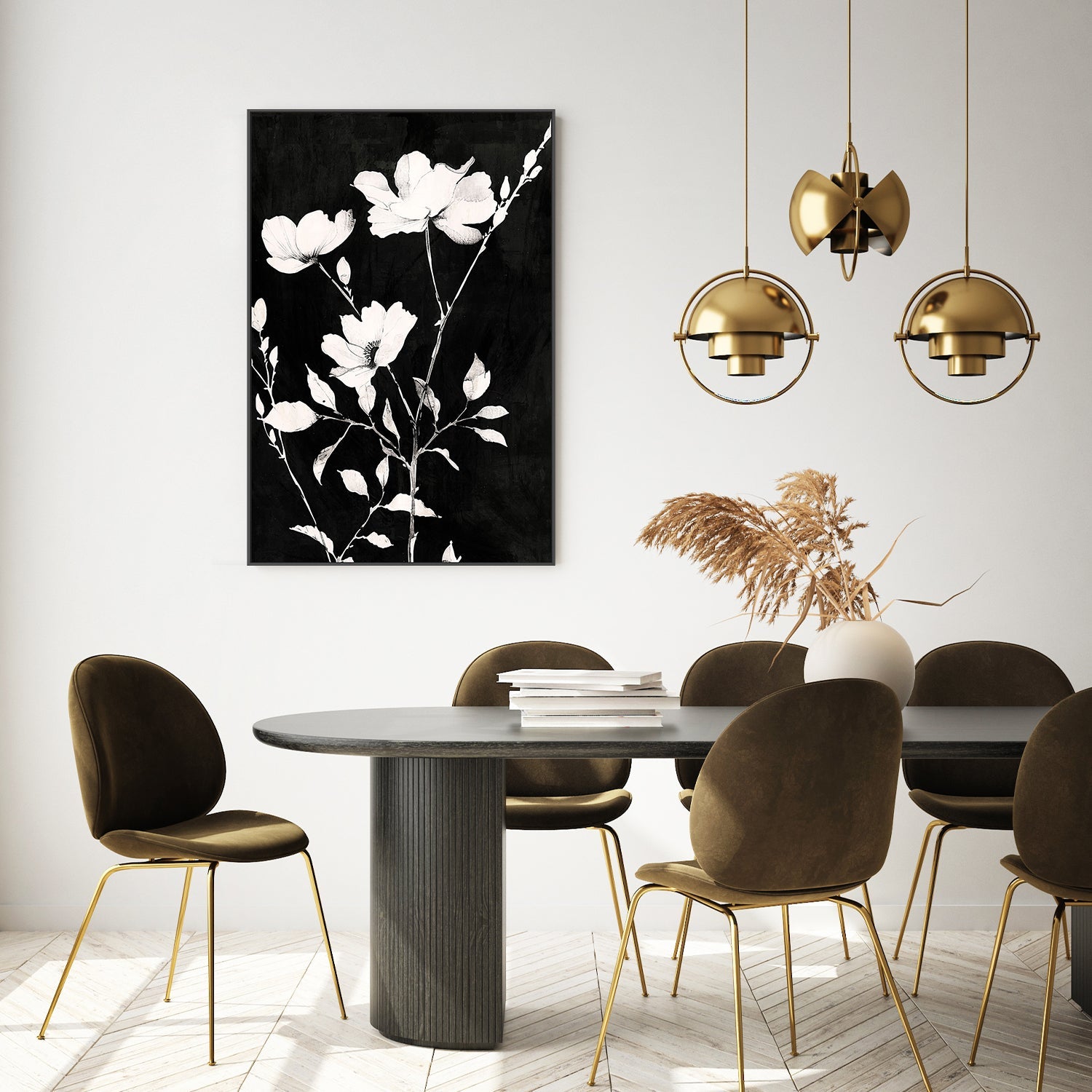 wall-art-print-canvas-poster-framed-Smoky Florals, Style D-9