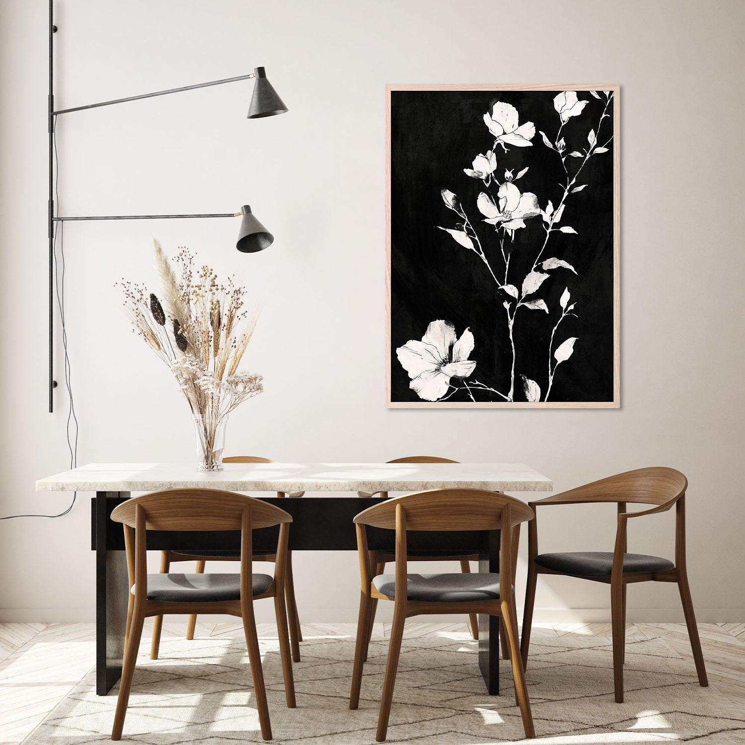 wall-art-print-canvas-poster-framed-Smoky Florals, Style E-8