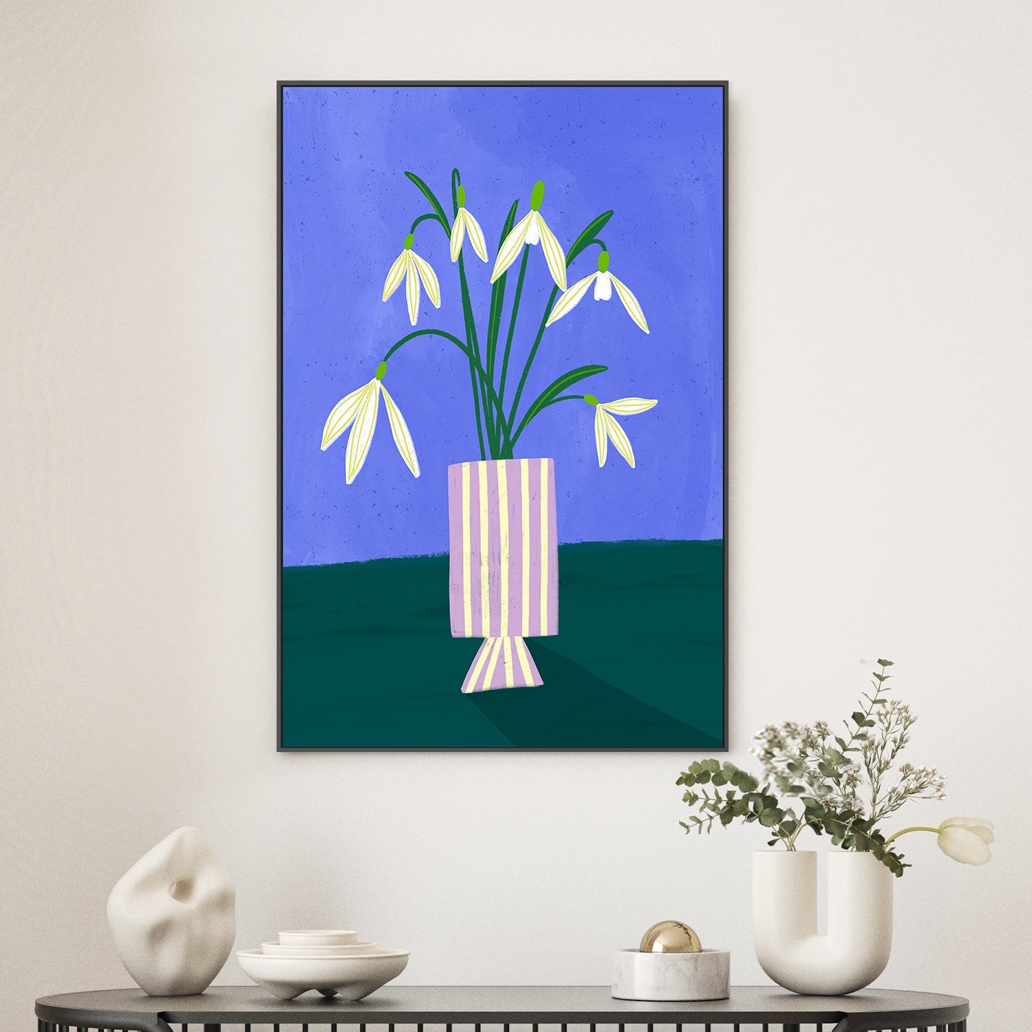 wall-art-print-canvas-poster-framed-Snowdrops in Stripes-2