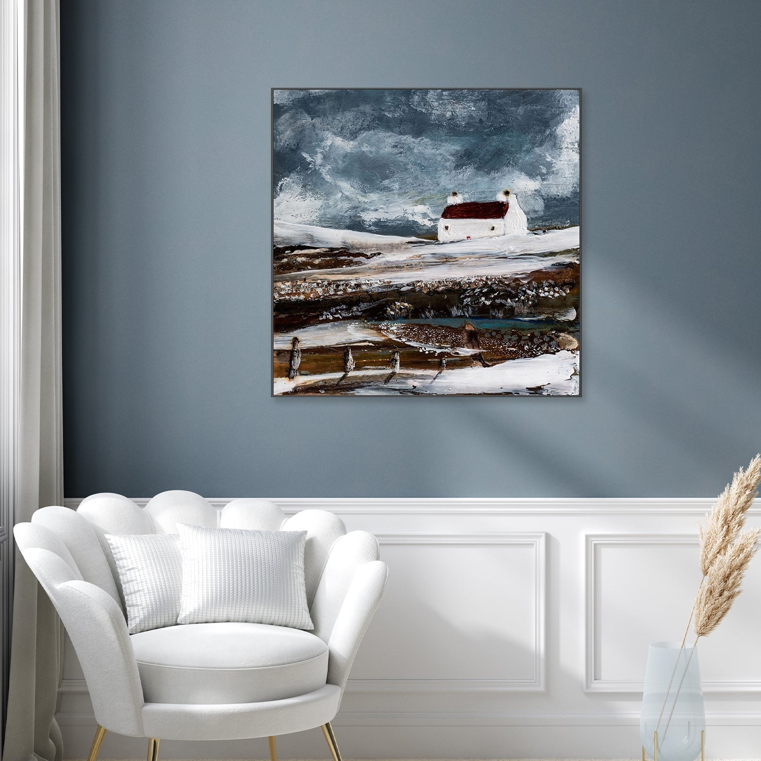 wall-art-print-canvas-poster-framed-Snowfall On The Tarn , By Louise O'Hara-7
